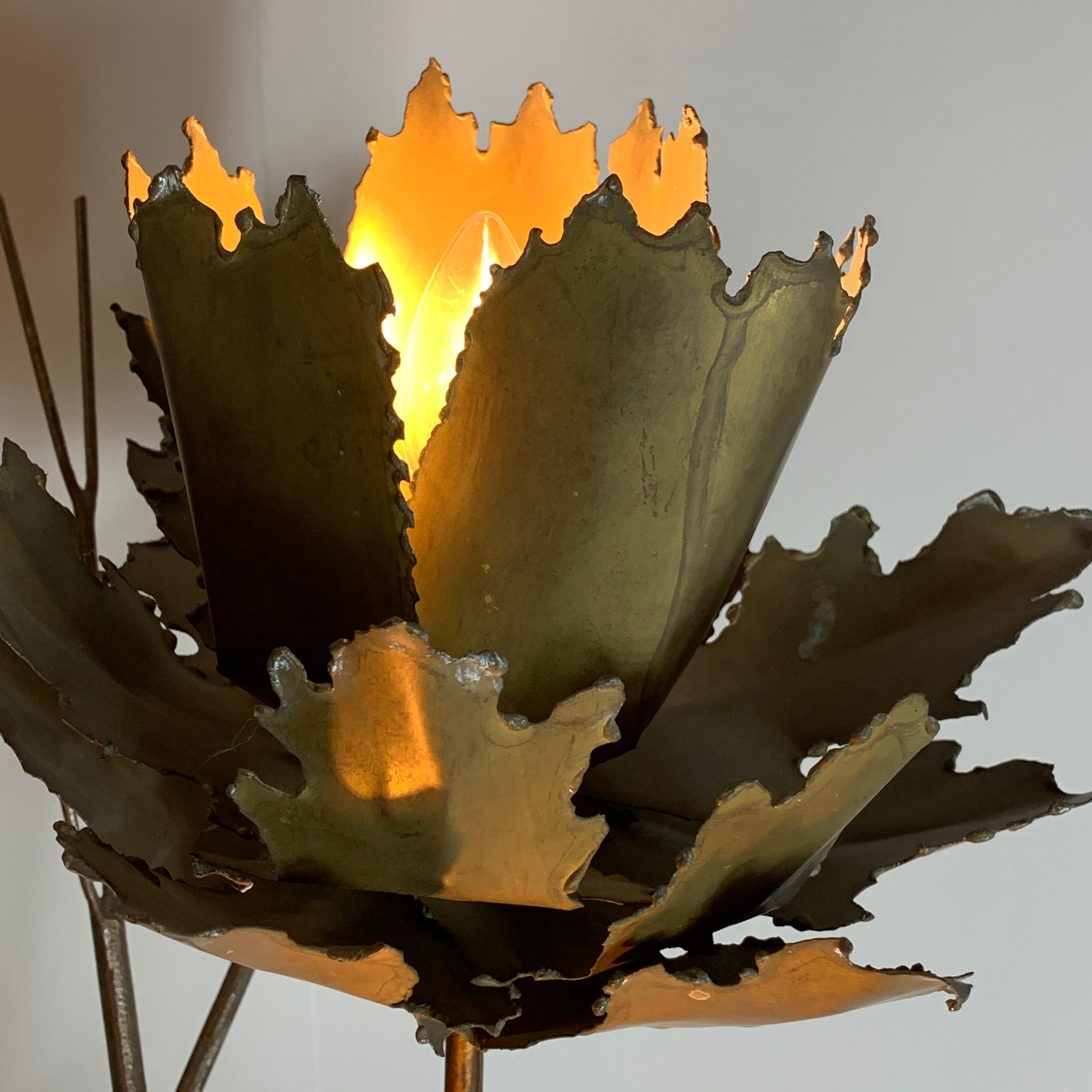 Mid-Century Modern Mid Century French Brutalist Flower Lamp