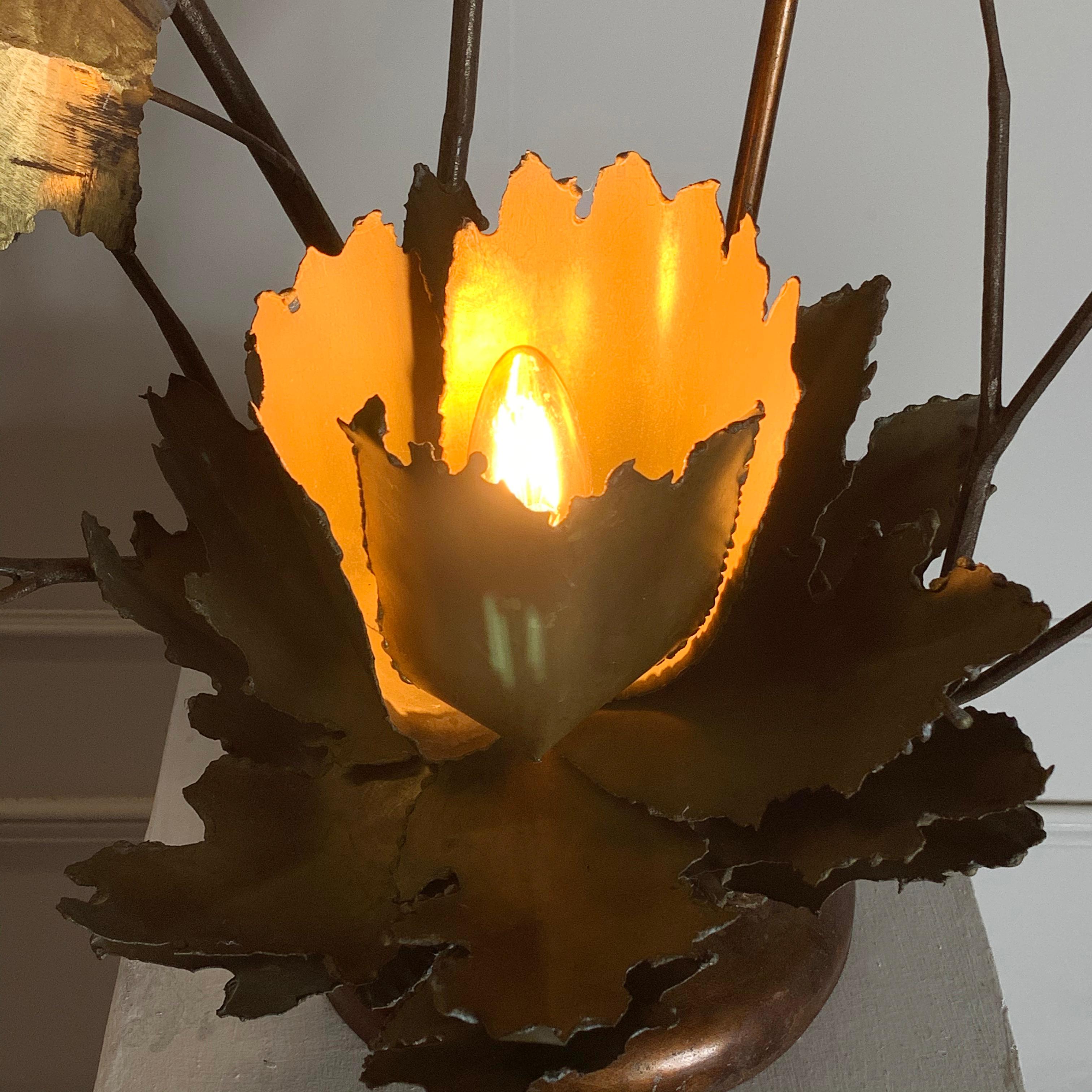 Mid Century French Brutalist Flower Lamp 2