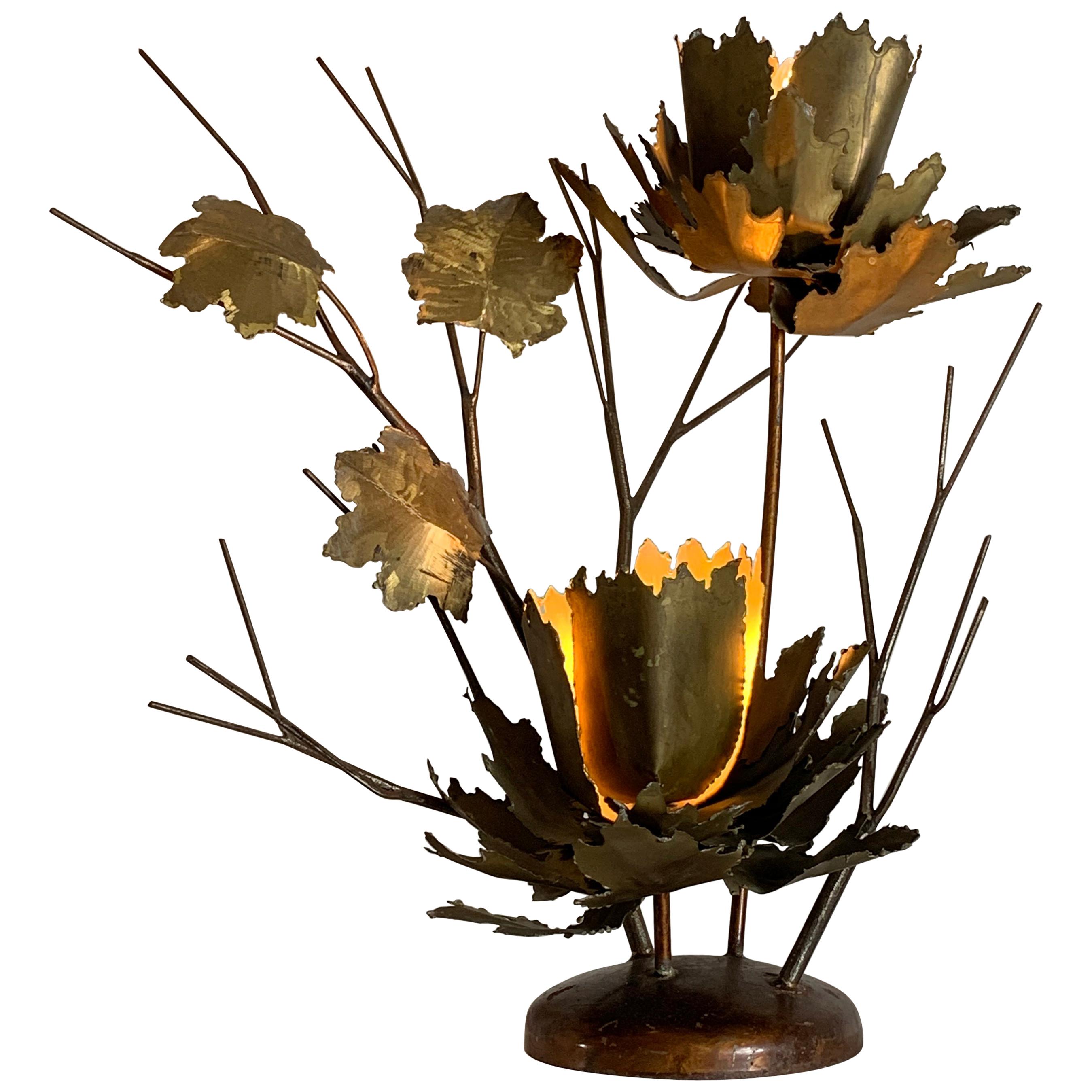 Mid Century French Brutalist Flower Lamp