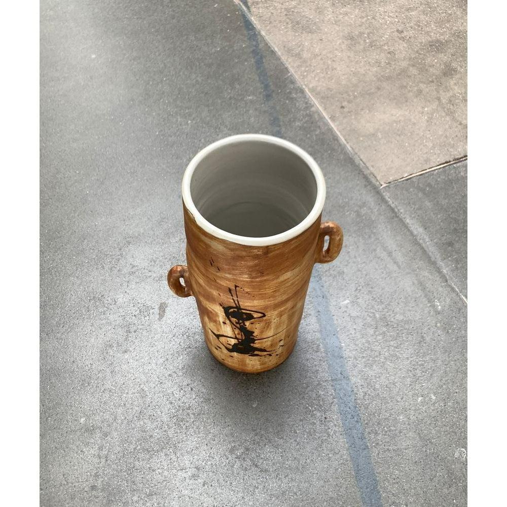 Mid-Century French Brutalist Studio Pottery Floor Vase from La Poterie De La Colombe, 1960s, in Very Good conditions. Designed 1960 to 1969 This piece has an attribution mark, I am sure that it is completely authentic and take full responsibility