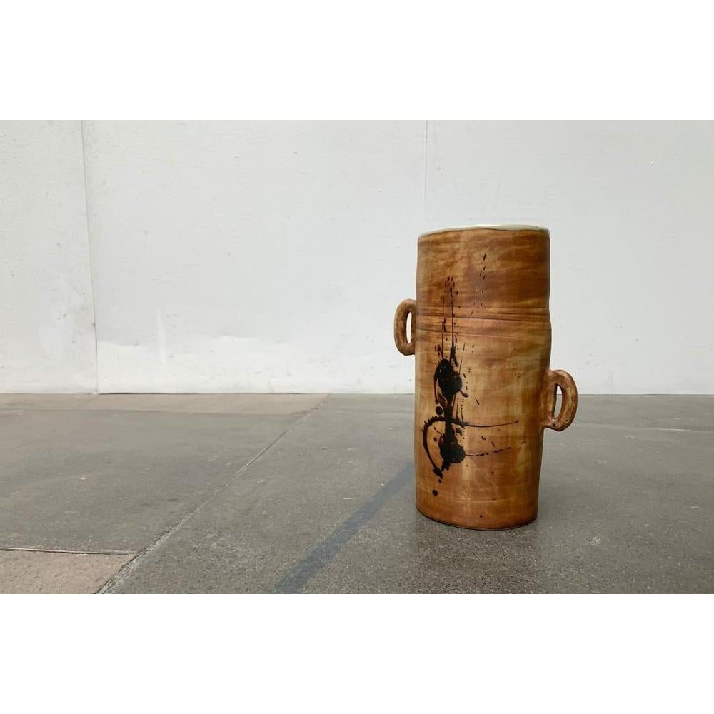 Earthenware Mid-Century French Brutalist Studio Pottery Floor Vase, 1960s For Sale