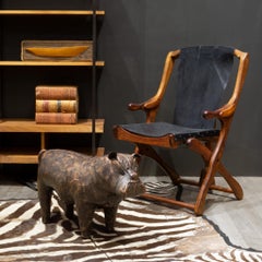 Mid-century French Bulldog Leather Foot Stool c.1960
