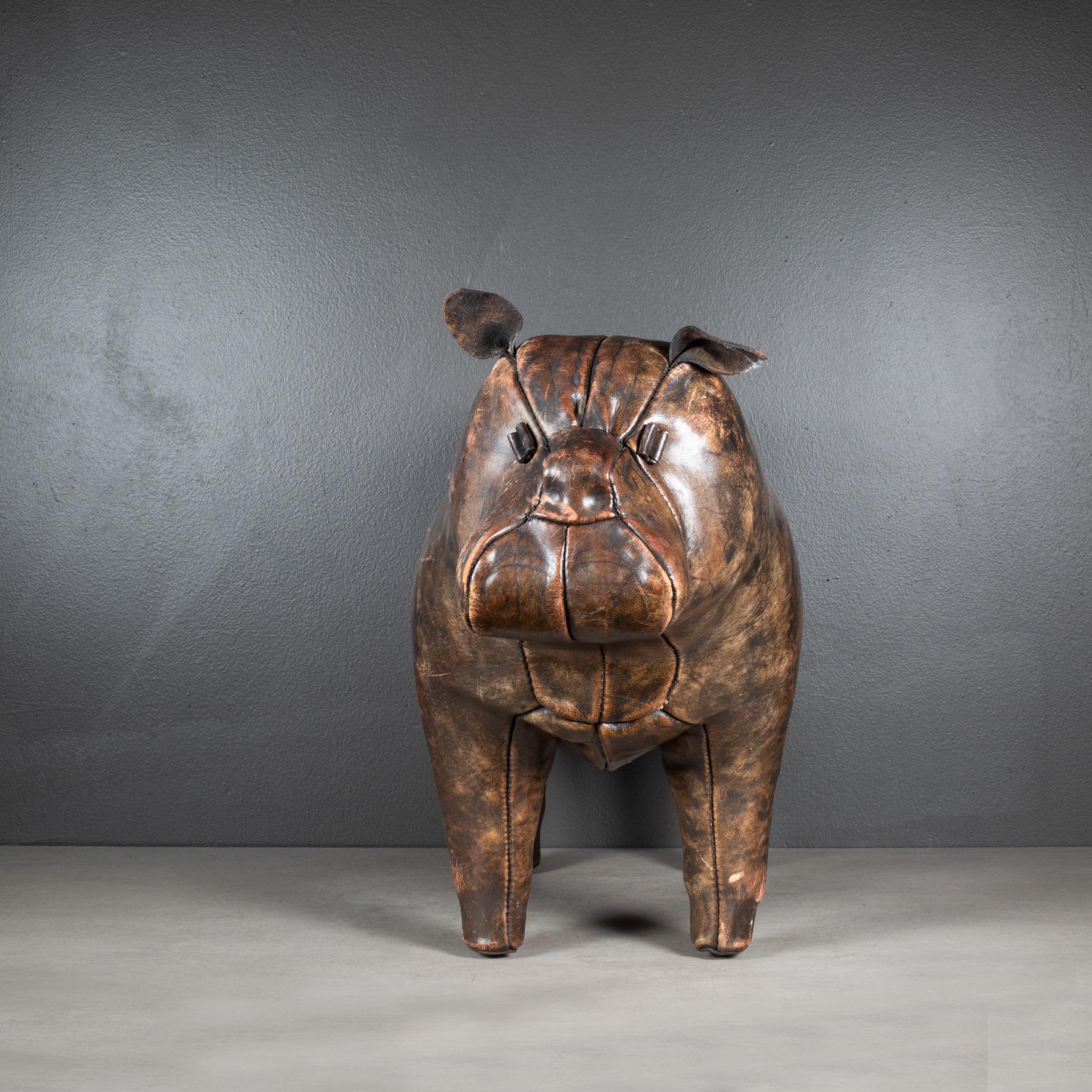 20th Century Mid-century French Bulldog Leather Foot Stool c.1960 For Sale