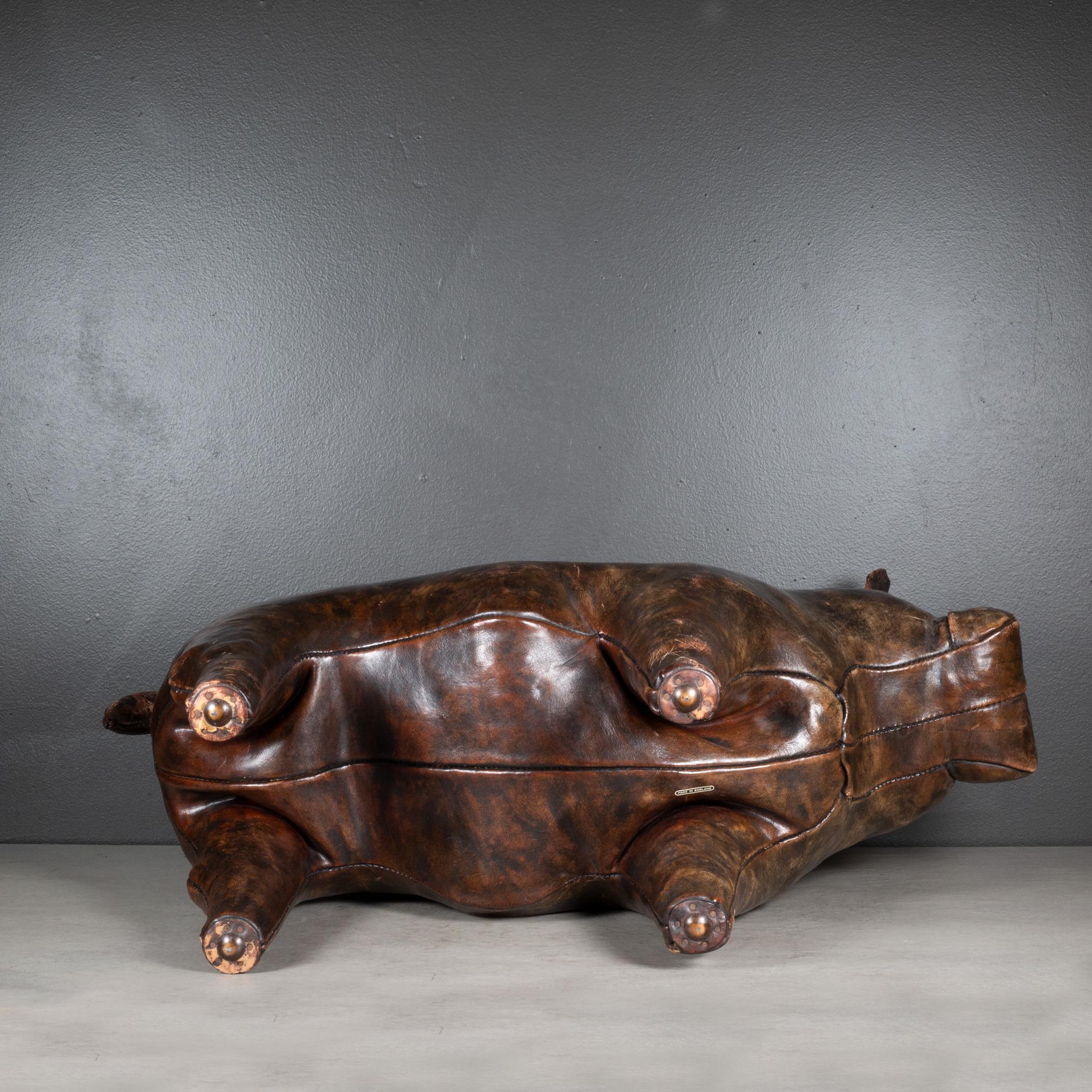 Mid-century French Bulldog Leather Foot Stool c.1960 For Sale 1