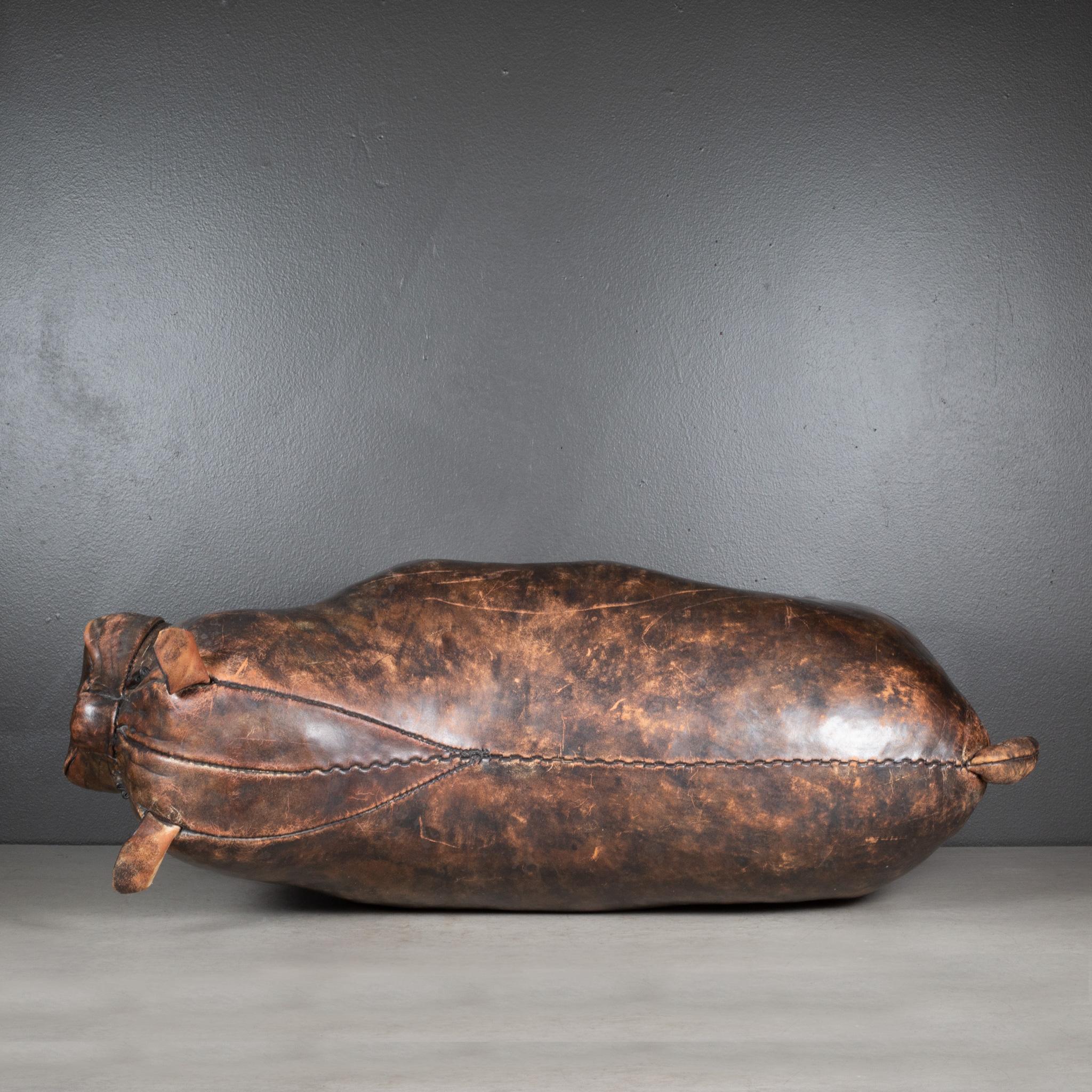 Mid-century French Bulldog Leather Foot Stool c.1960 For Sale 2