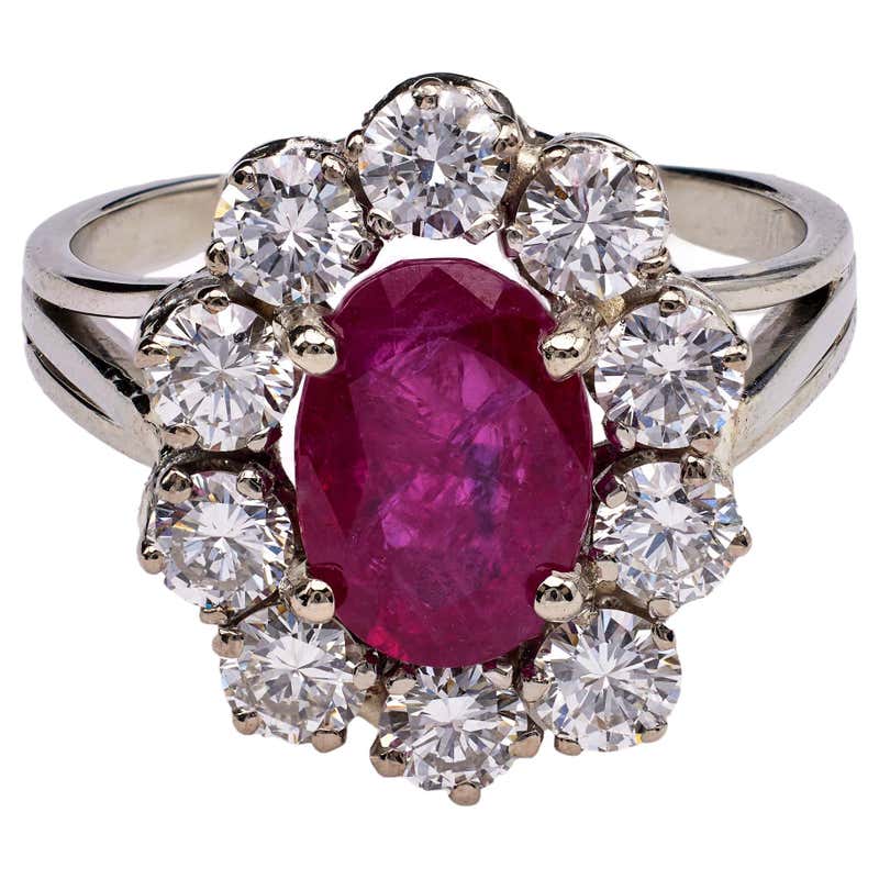 Mid Century 3.68 Burma No Heat Ruby Diamond 18k Yellow Gold Dome Ring ...
