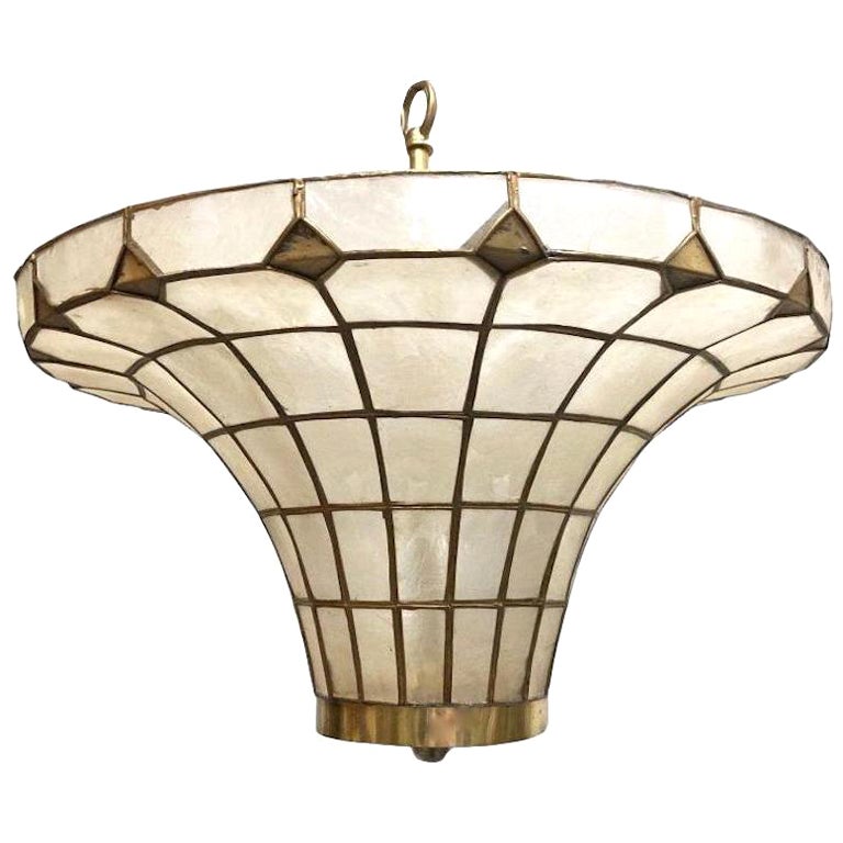 Mid Century French Capiz Light Fixture