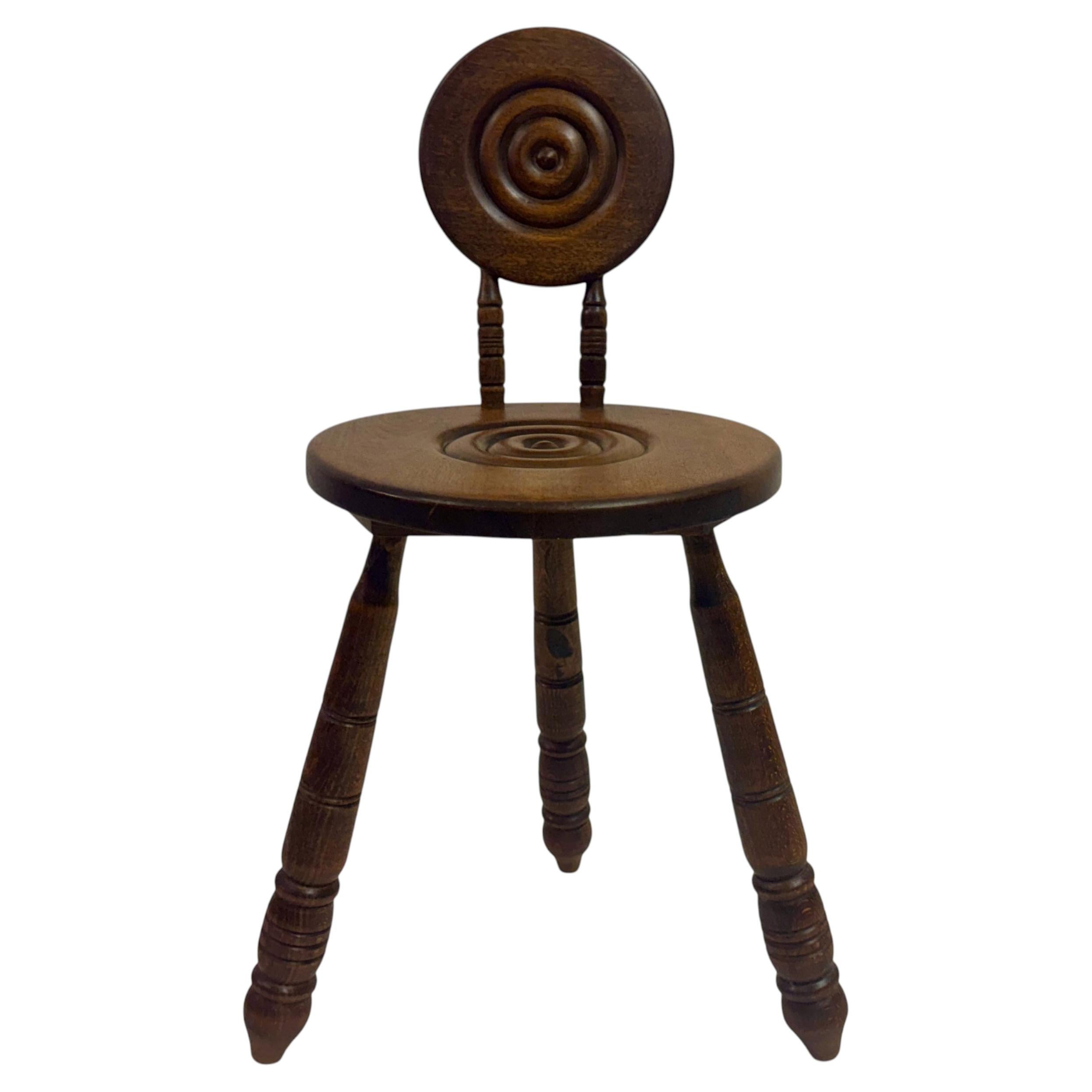 Mid Century French Carved Oak Chair in the Style of Charles Dudouyt