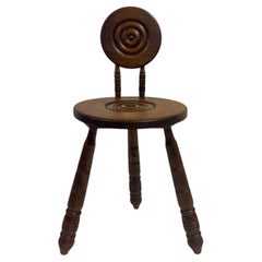 Sedia francese di metà secolo in Oak intagliato nello stile di Charles Dudouyt