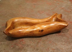 Midcentury French Carved Walnut Tree Root Centerpiece Bowl Signed Delaporte