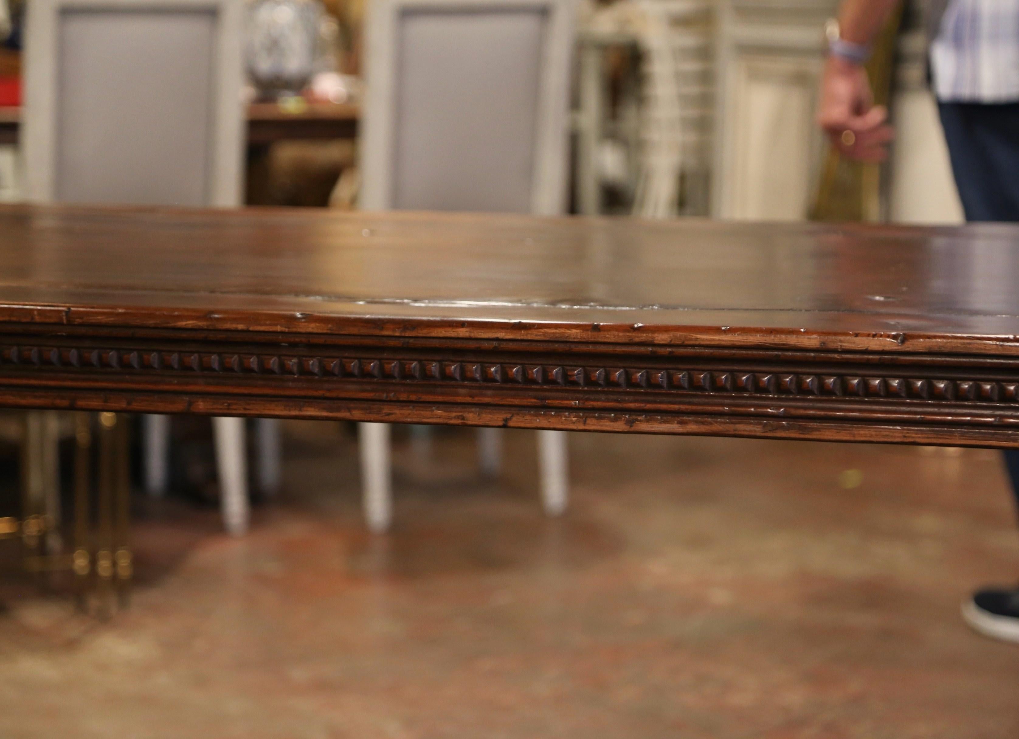 Mid-Century French Carved Walnut Trestle Dining Table from the Pyrenees 4
