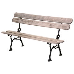 Mid-Century French Carved Wood and Cast Iron Branch-Form Garden Bench