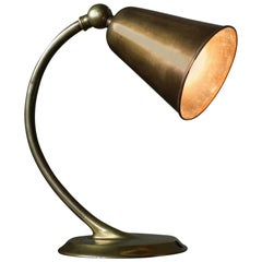 Midcentury French Cast Brass 
Spun Copper Shade Adjustable Desk Lamp