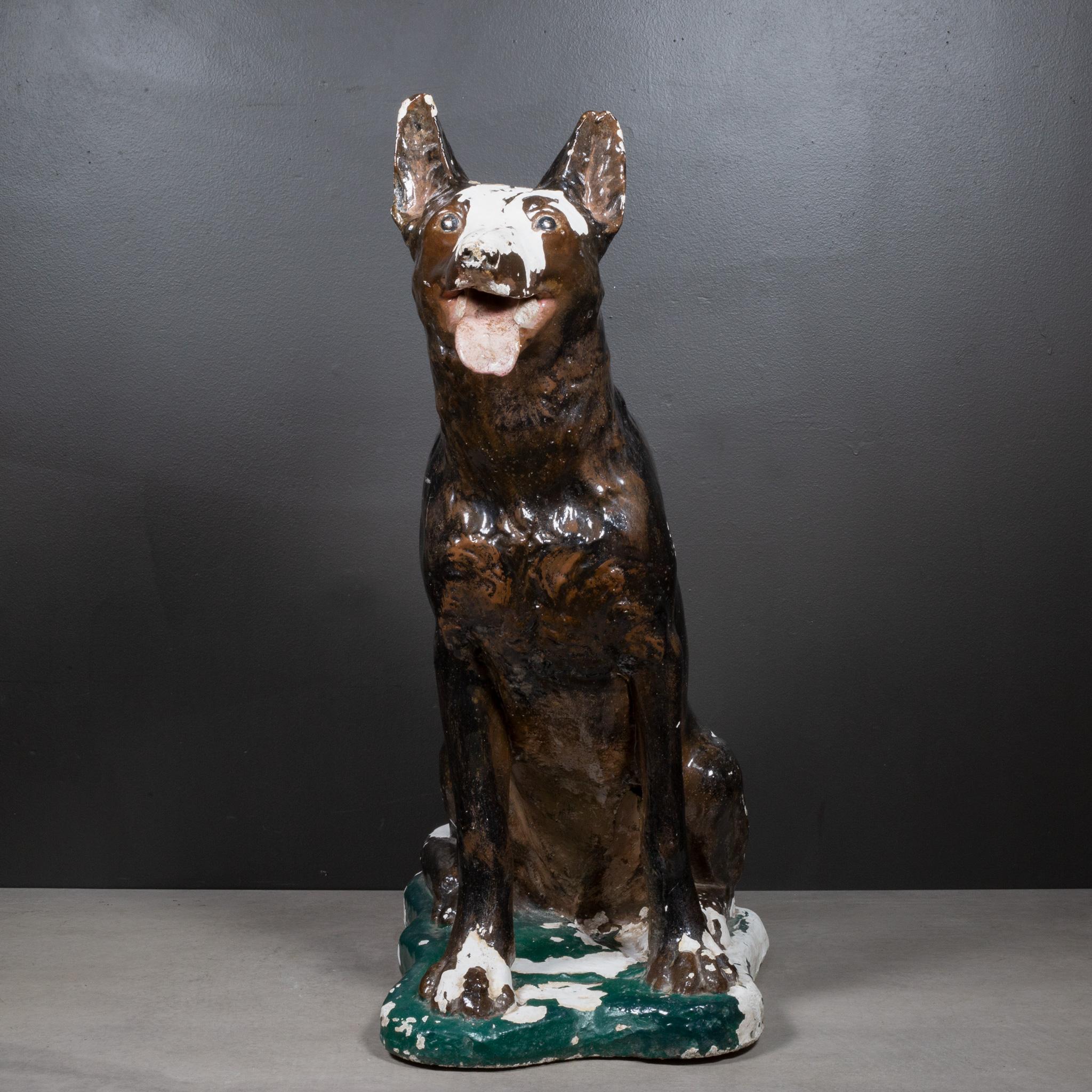 Industrial Mid-century French Cast Stone Garden Dog Sculpture c.1950 For Sale