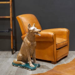 Mid-century French Cast Stone Shepard Garden Dog Sculpture c.1950