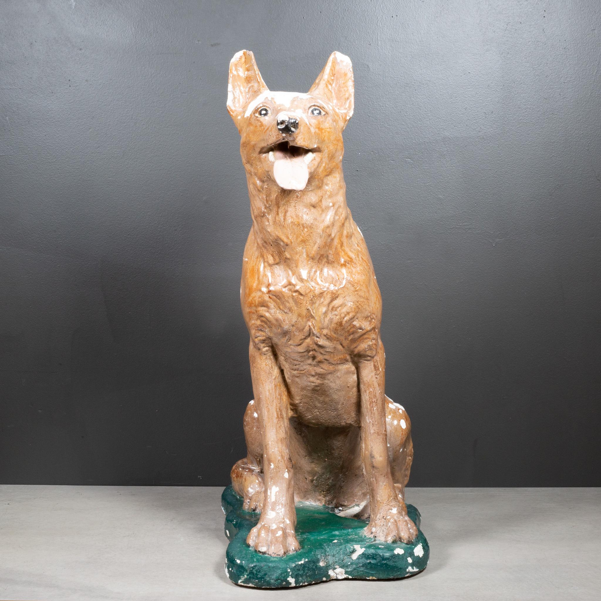 Industrial Mid-century French Cast Stone Shepard Garden Dog Sculpture c.1950 For Sale