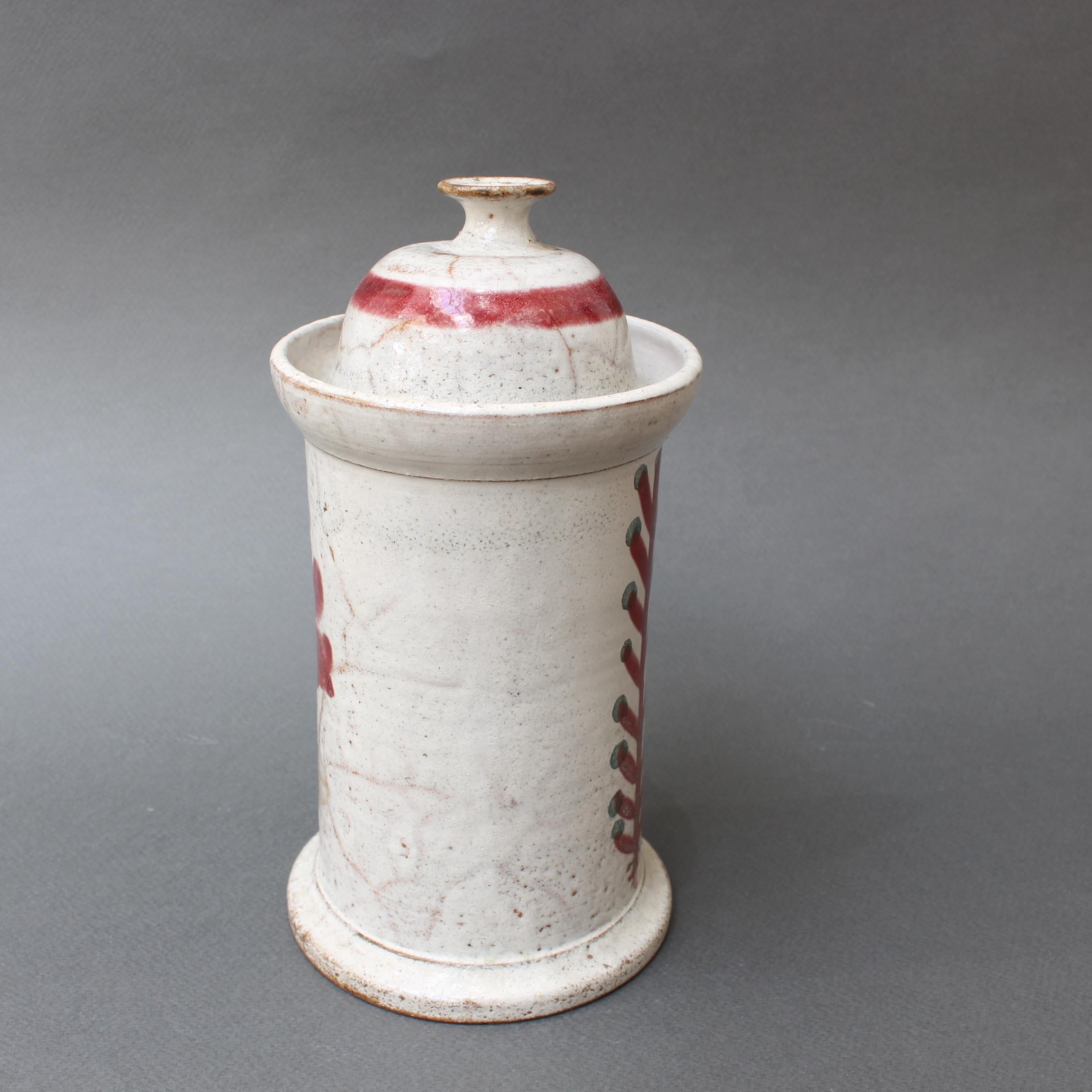 Midcentury French Ceramic Apothecary Jar by Gustave Reynaud, Le Murier In Good Condition In London, GB