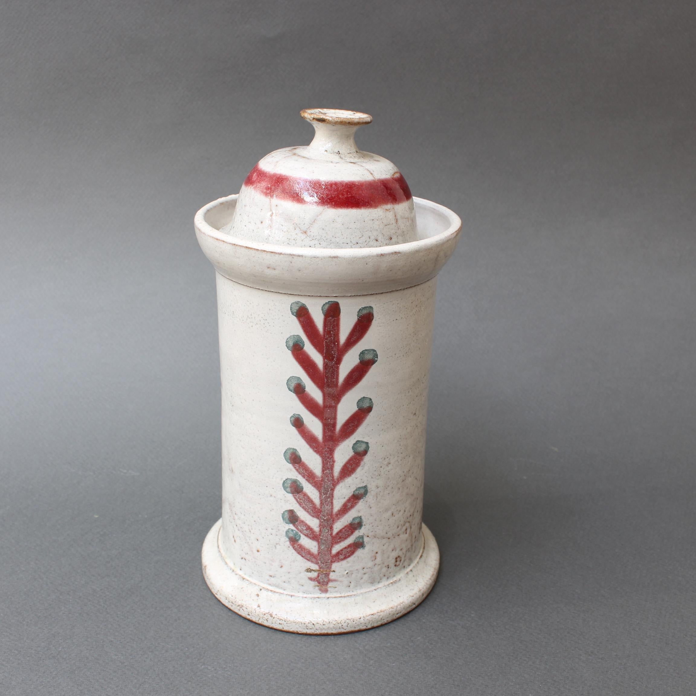 20th Century Midcentury French Ceramic Apothecary Jar by Gustave Reynaud, Le Murier