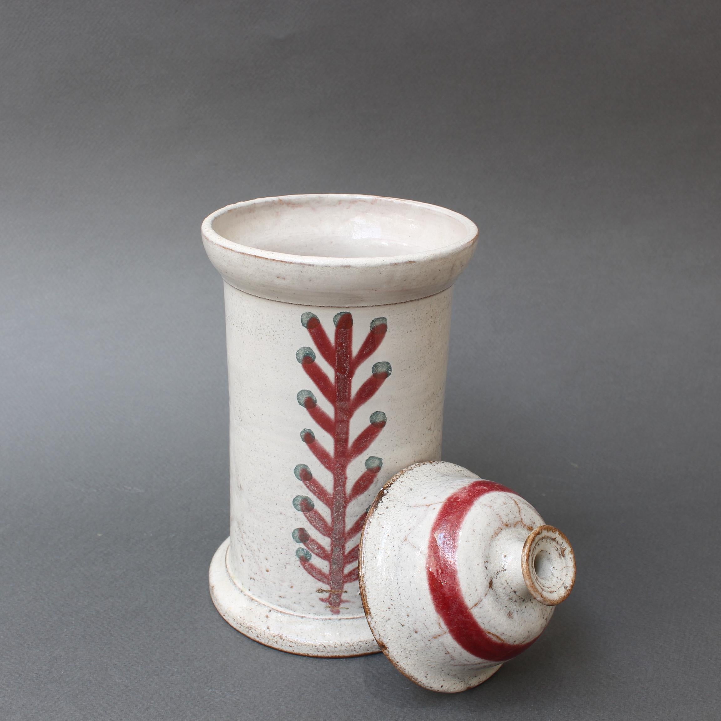 Midcentury French Ceramic Apothecary Jar by Gustave Reynaud, Le Murier 1