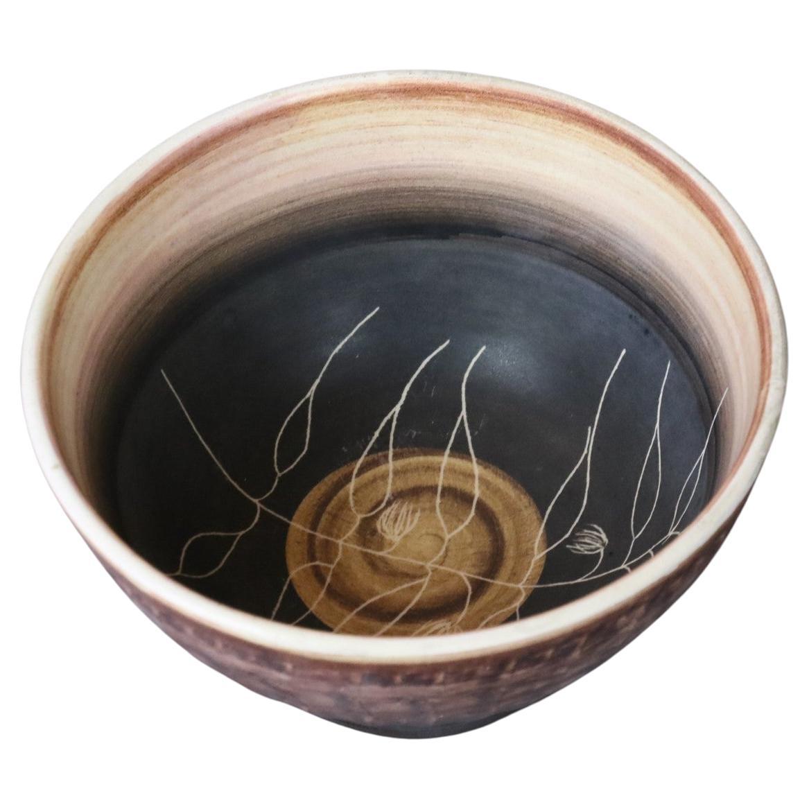 Mid-Century French Ceramic Bowl by Tapis Vert Studio, Vallauris, circa 1950s