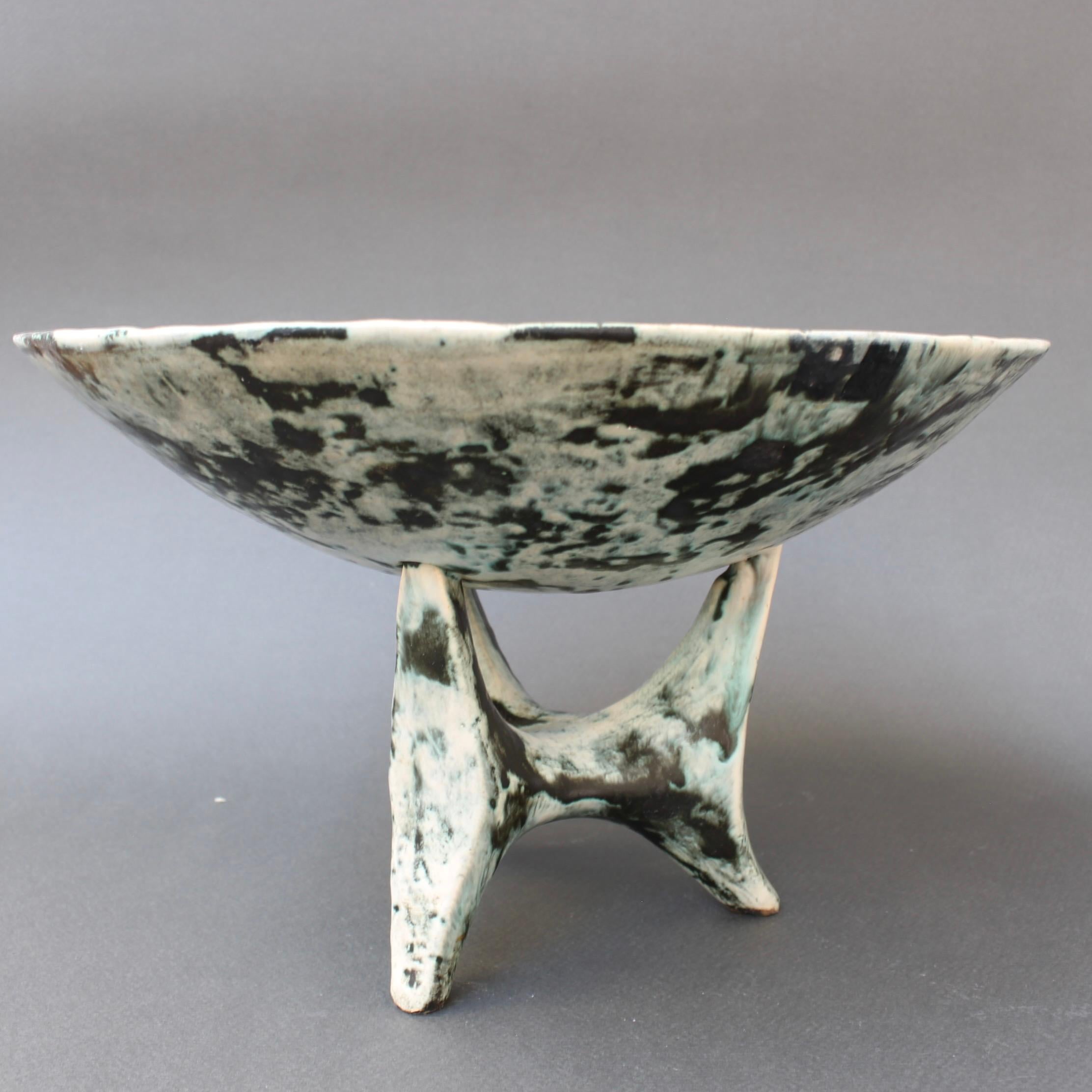 Mid-Century French Ceramic Bowl on Tripod Stand by Jacques Blin 'circa 1950s' For Sale 7