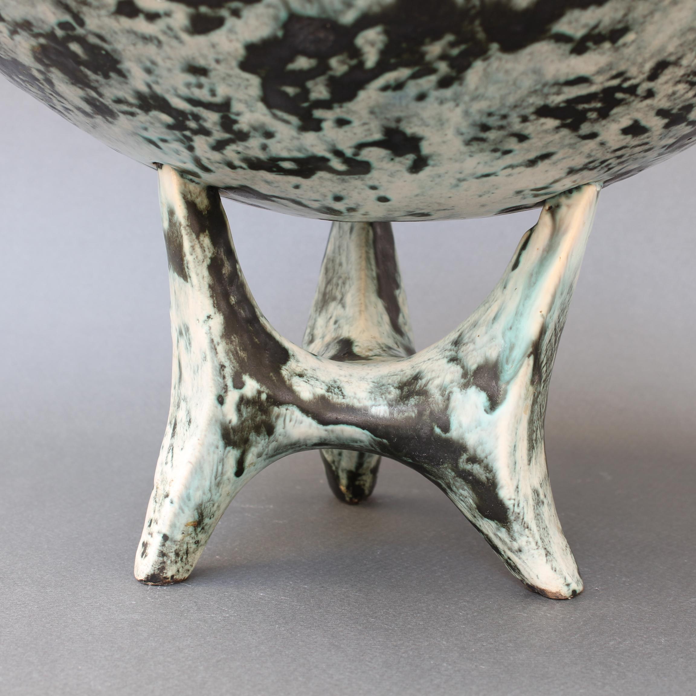 Mid-Century French Ceramic Bowl on Tripod Stand by Jacques Blin 'circa 1950s' For Sale 8