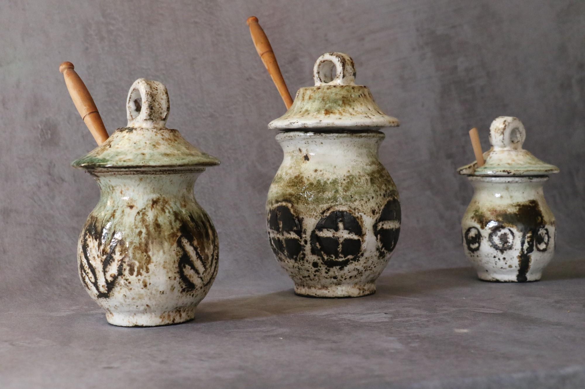 Mid-Century French Ceramic Condiment Set by Albert Thiry, 1970s im Angebot 9