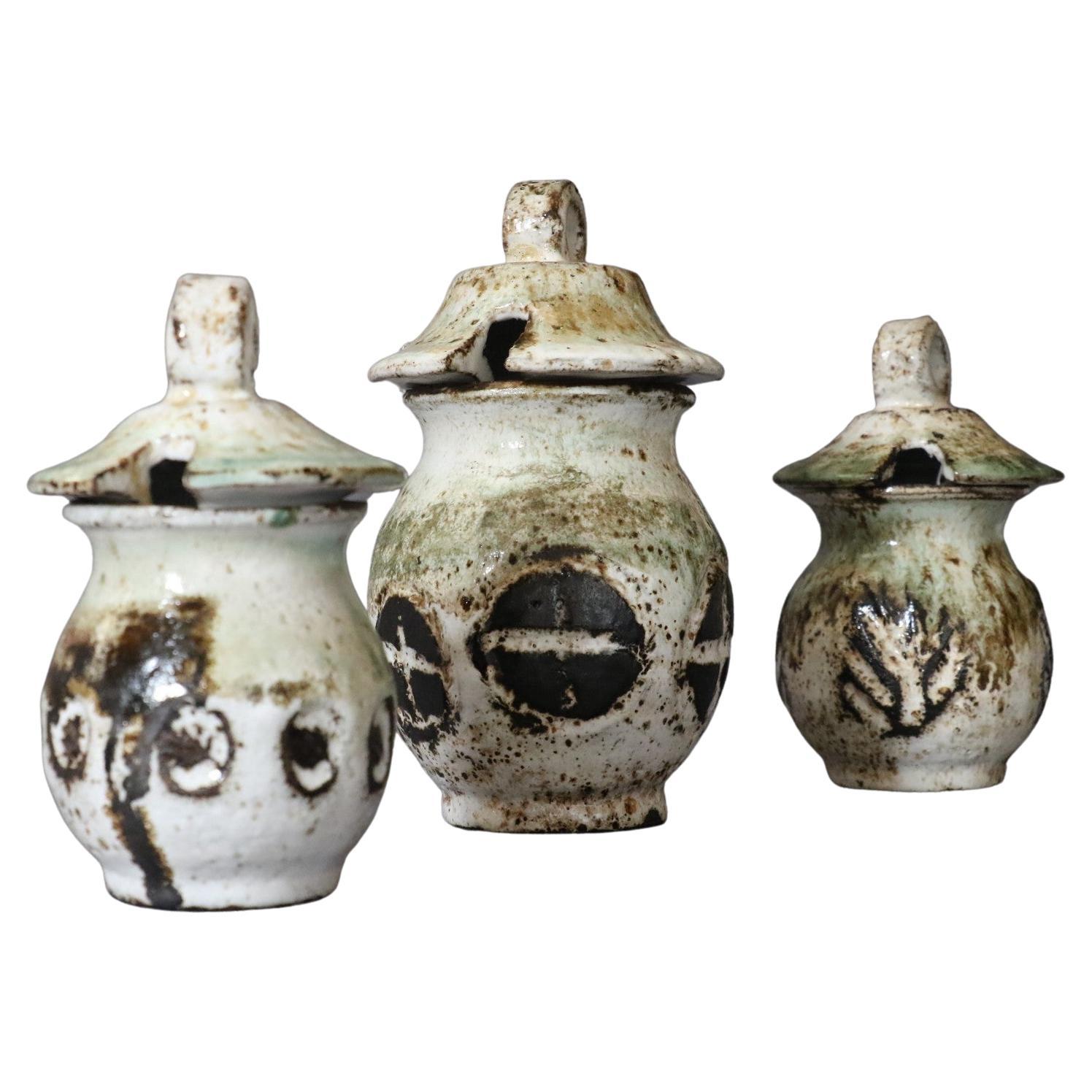 Mid-Century French Ceramic Condiment Set by Albert Thiry, 1970s