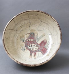 Midcentury French Ceramic Decorative Bowl by Gustave Reynaud for Le Mûrier