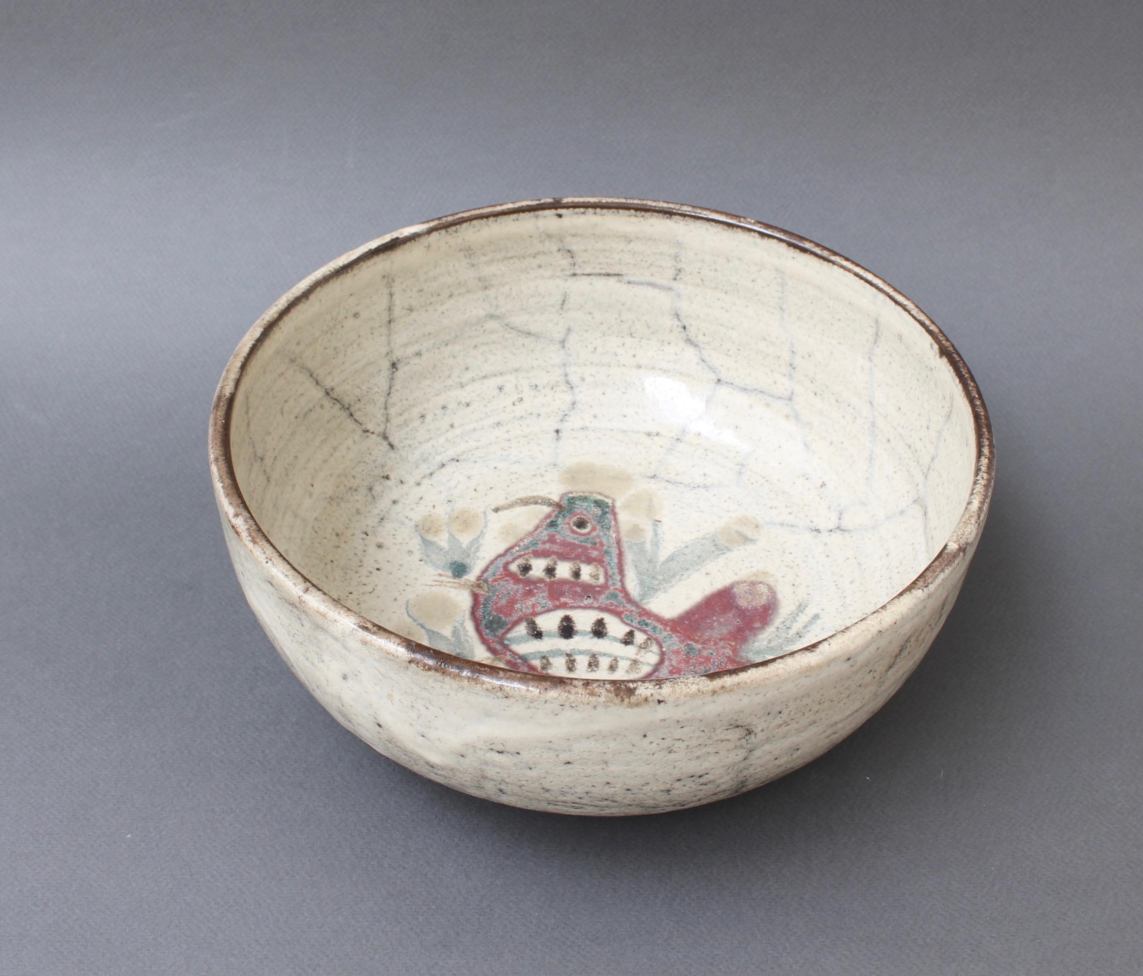 Mid-20th Century Midcentury French Ceramic Decorative Bowl by Gustave Reynaud for Le Mûrier