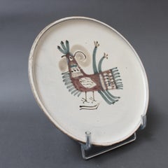 Plato decorativo de cerámica francesa de mediados de siglo de Le Mûrier (hacia 1960)