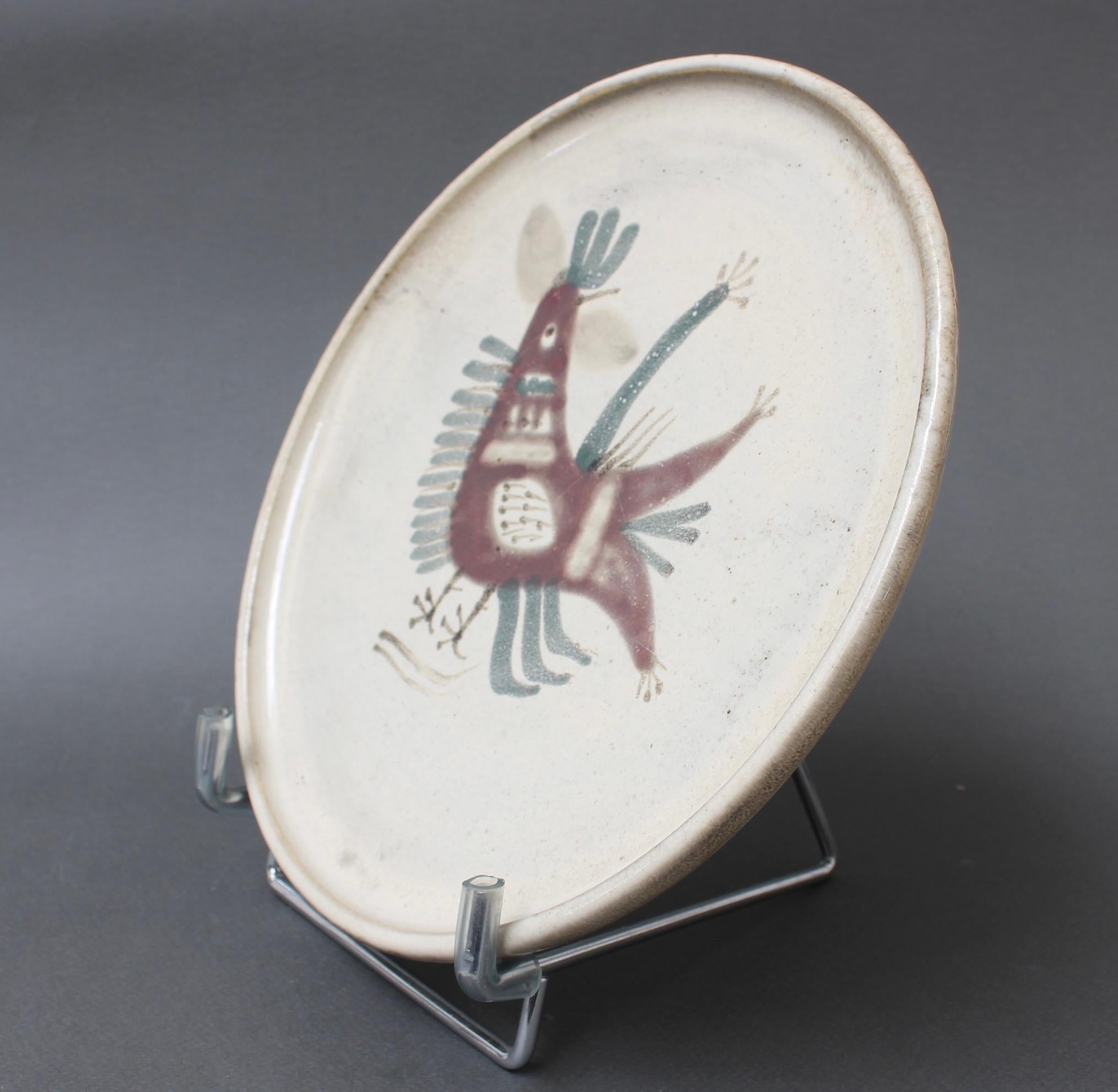 Mid-Century French Ceramic Decorative Plate by Le Mûrier (circa 1960s) For Sale 2