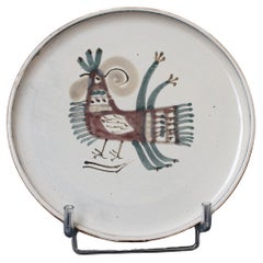 Plato decorativo de cerámica francesa de mediados de siglo de Le Mûrier (hacia 1960)