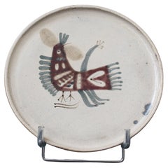 Plato decorativo de cerámica francesa de mediados de siglo de Le Mûrier (hacia 1960)