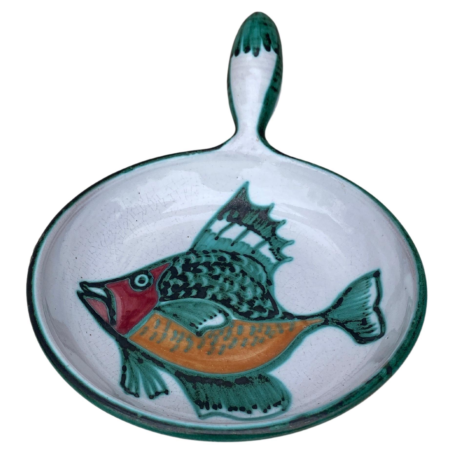 Mid-Century French Ceramic fish dish signed Vallauris.