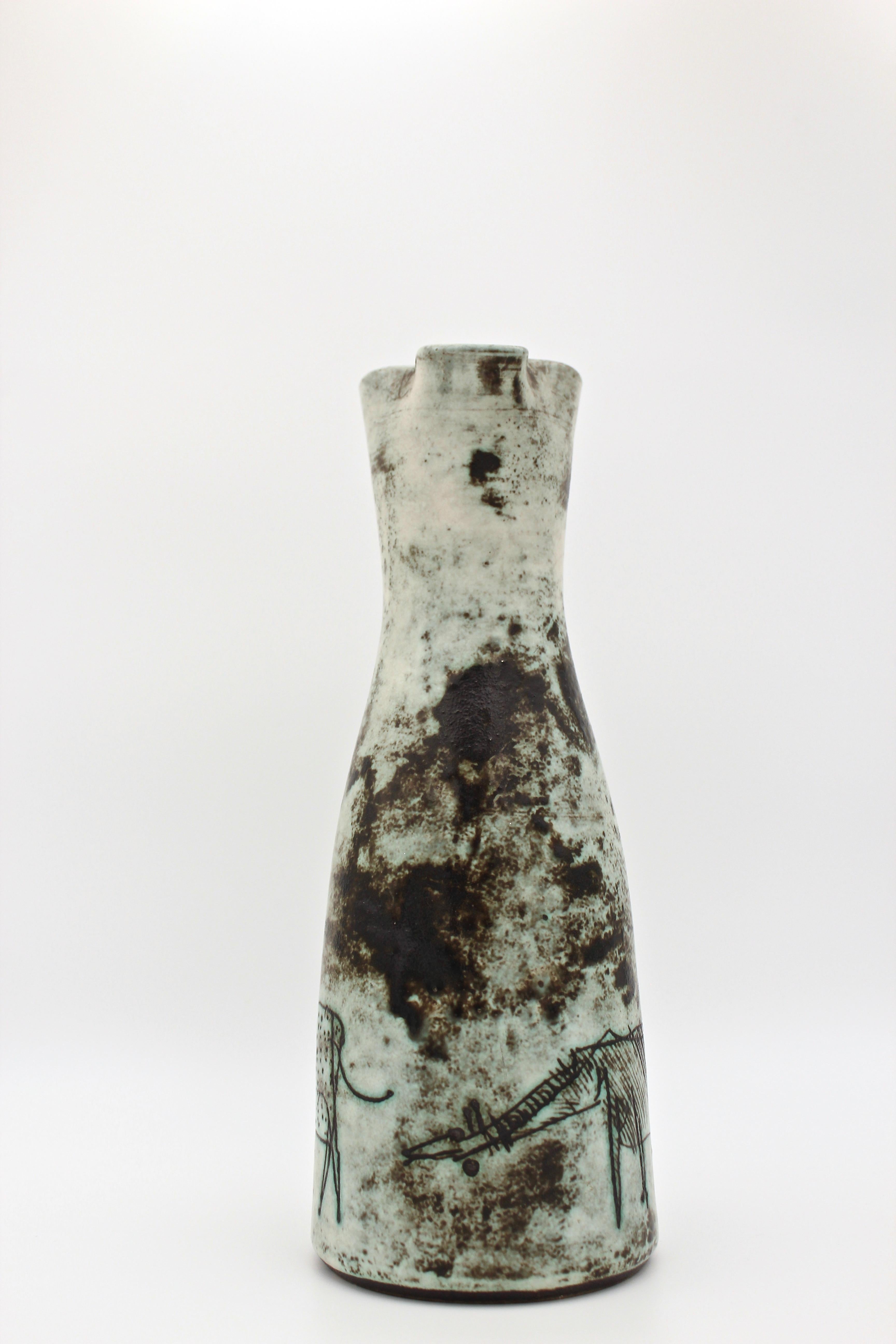 Glazed Midcentury French Ceramic Pitcher by Jacques Blin, 1950s