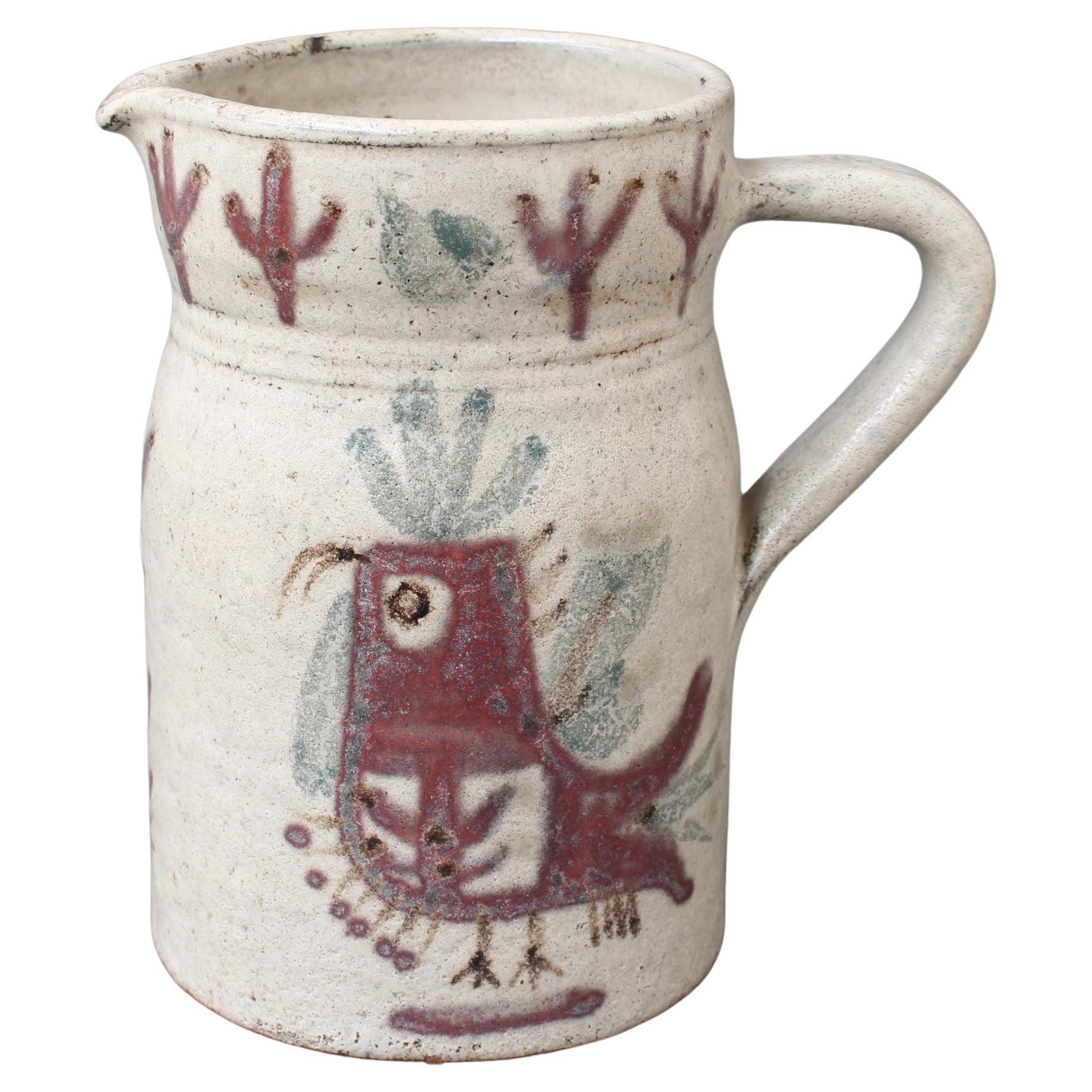 Mid-Century French Ceramic Pitcher by Le Mûrier (circa 1960s) For Sale