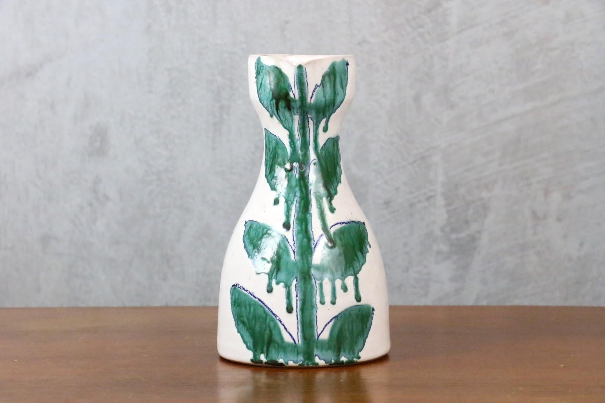 Mid-century French Ceramic Pitcher by Naumovitch Gourju - Grand Chêne, Vallauris For Sale 3