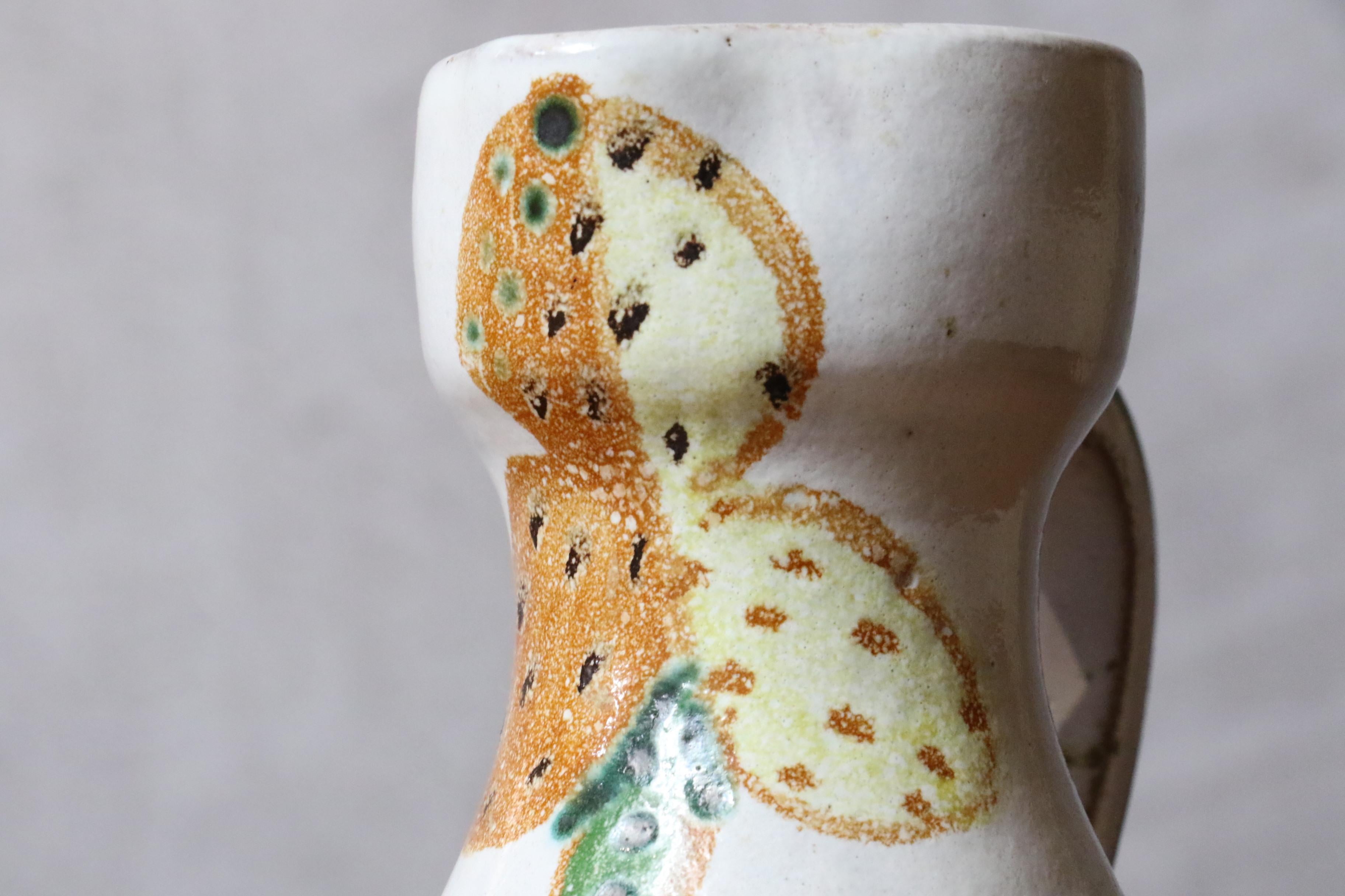 Brocca francese di metà secolo in ceramica di Naumovitch Gourju, Grand Chêne, Vallauris AM in vendita 3