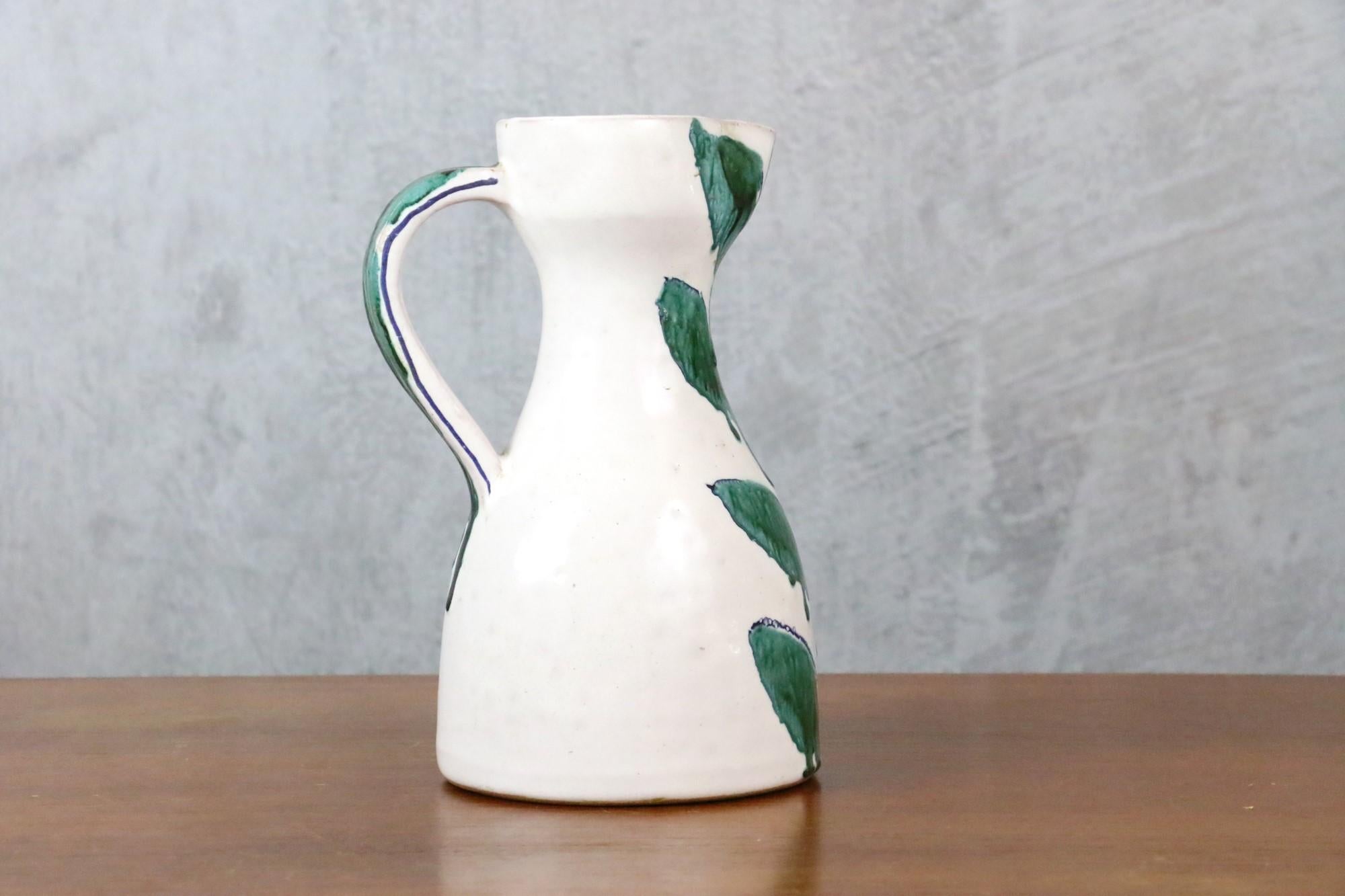 Mid-20th Century Mid-century French Ceramic Pitcher by Naumovitch Gourju - Grand Chêne, Vallauris For Sale