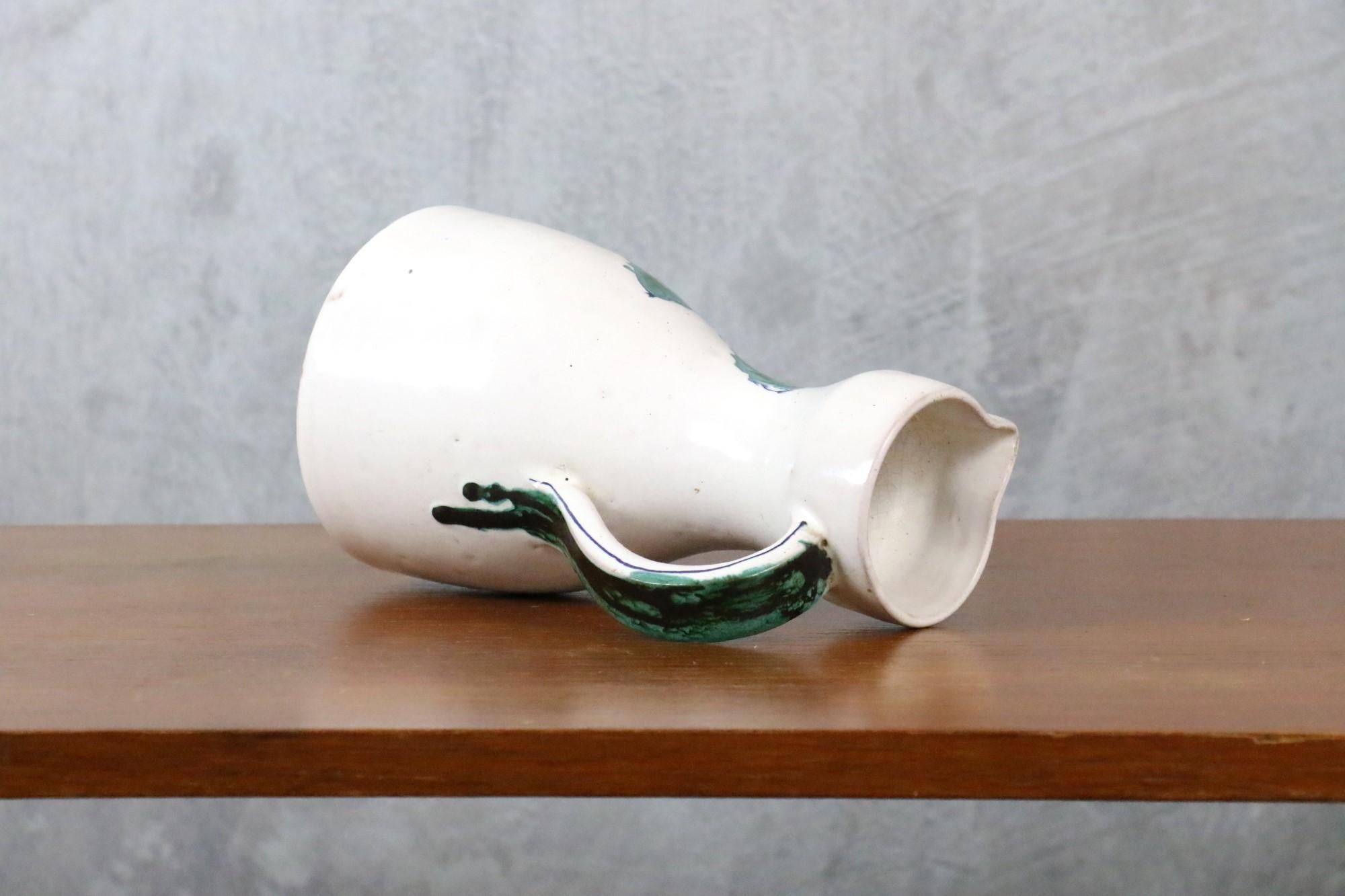 Mid-century French Ceramic Pitcher by Naumovitch Gourju - Grand Chêne, Vallauris For Sale 1