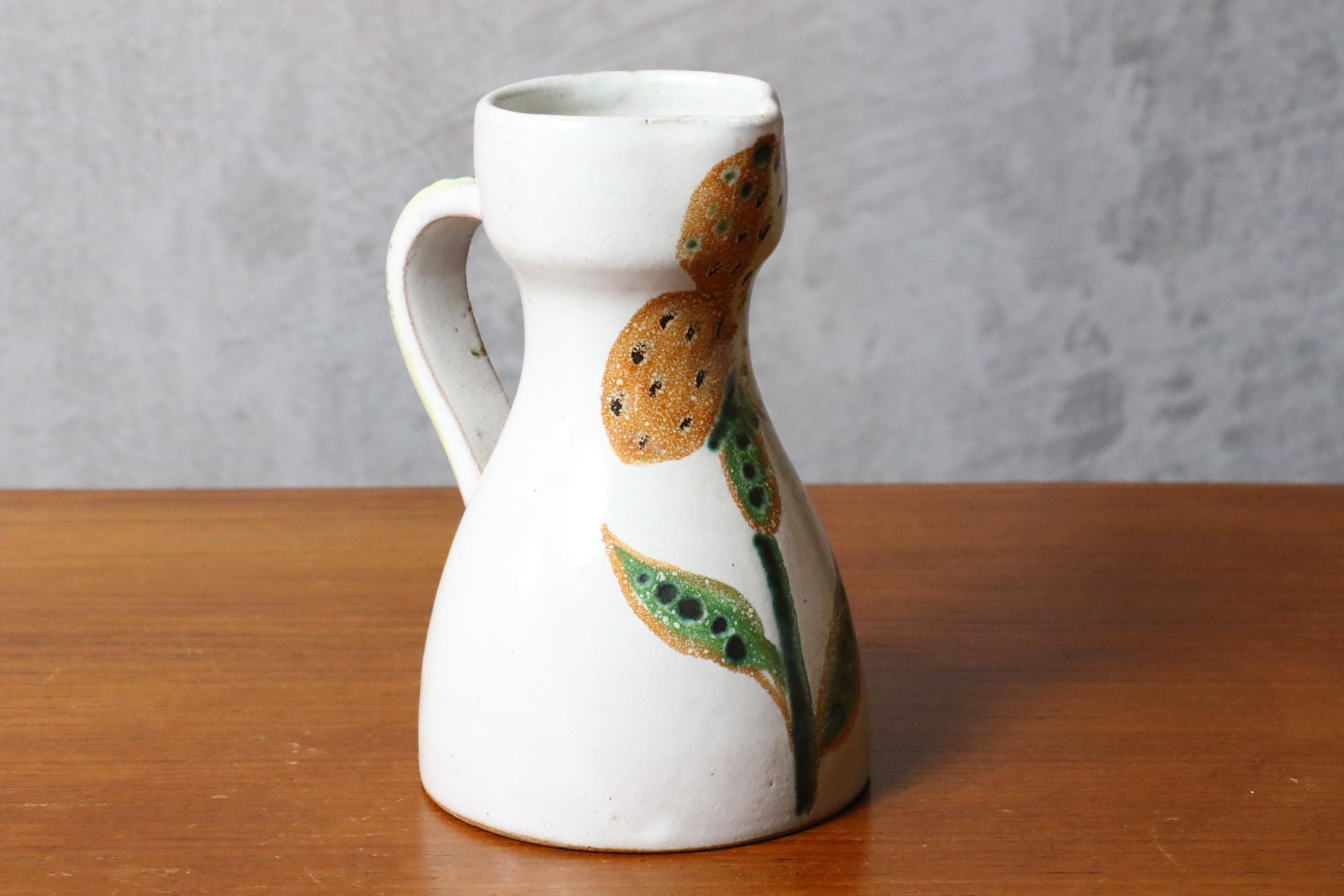 Mid-Century French Ceramic Pitcher by Naumovitch Gourju, Grand Chêne, Vallauris For Sale 1