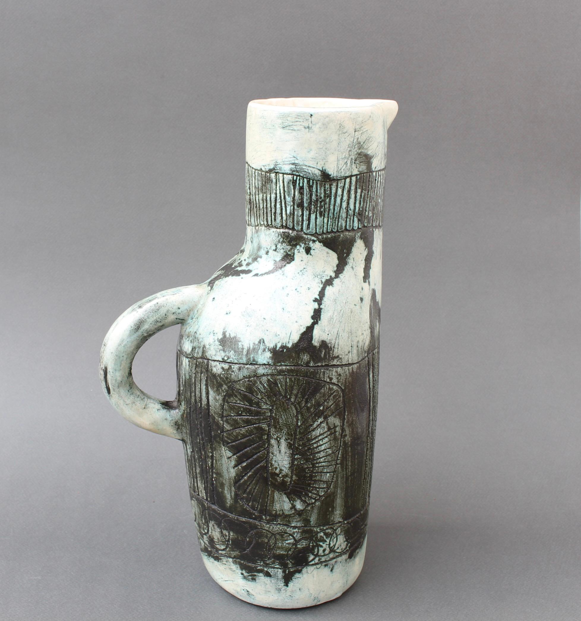 Mid-Century French Ceramic Pitcher / Vase by Jacques Blin and Jean Rustin In Good Condition For Sale In London, GB