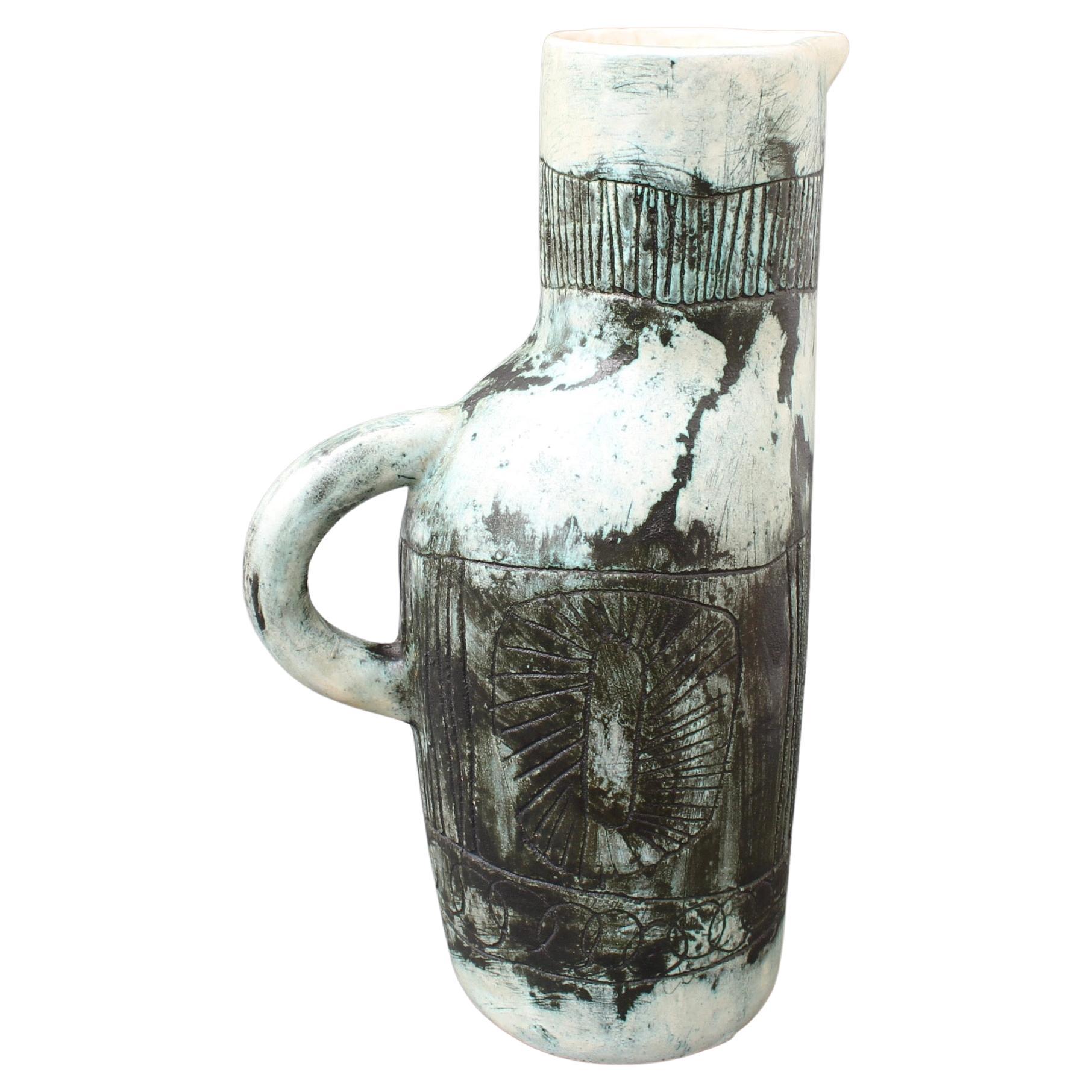 Brocca / Vaso in ceramica francese di metà secolo di Jacques Blin e Jean Rustin