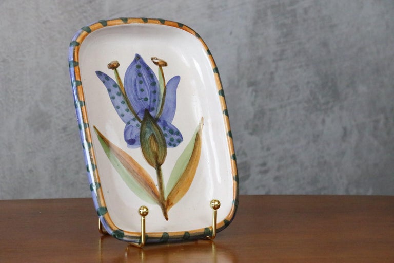 Enameled Mid-Century French Ceramic Plate by Naumovitch Gourju, Grand Chêne, Vallauris For Sale