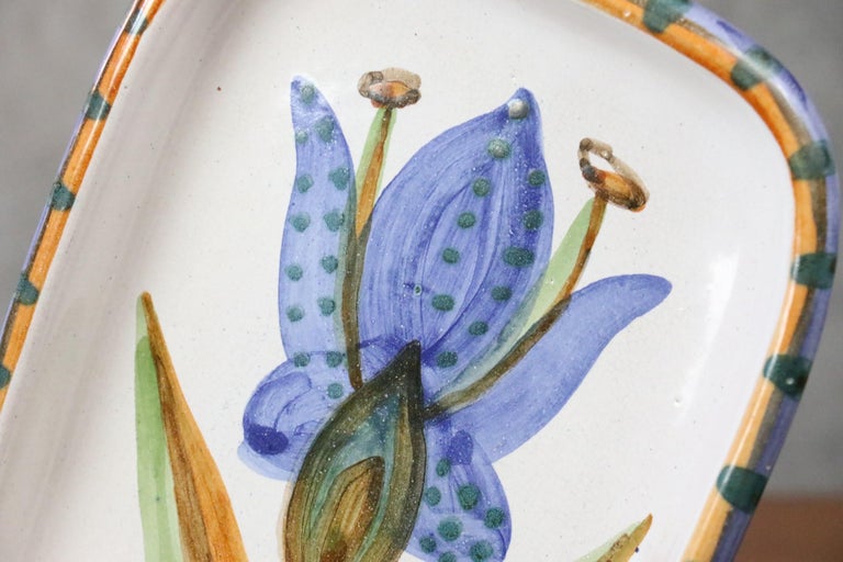 Mid-20th Century Mid-Century French Ceramic Plate by Naumovitch Gourju, Grand Chêne, Vallauris For Sale