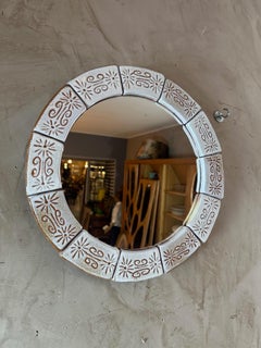 Mid-century French Ceramic Rounded Mirror, 1960s