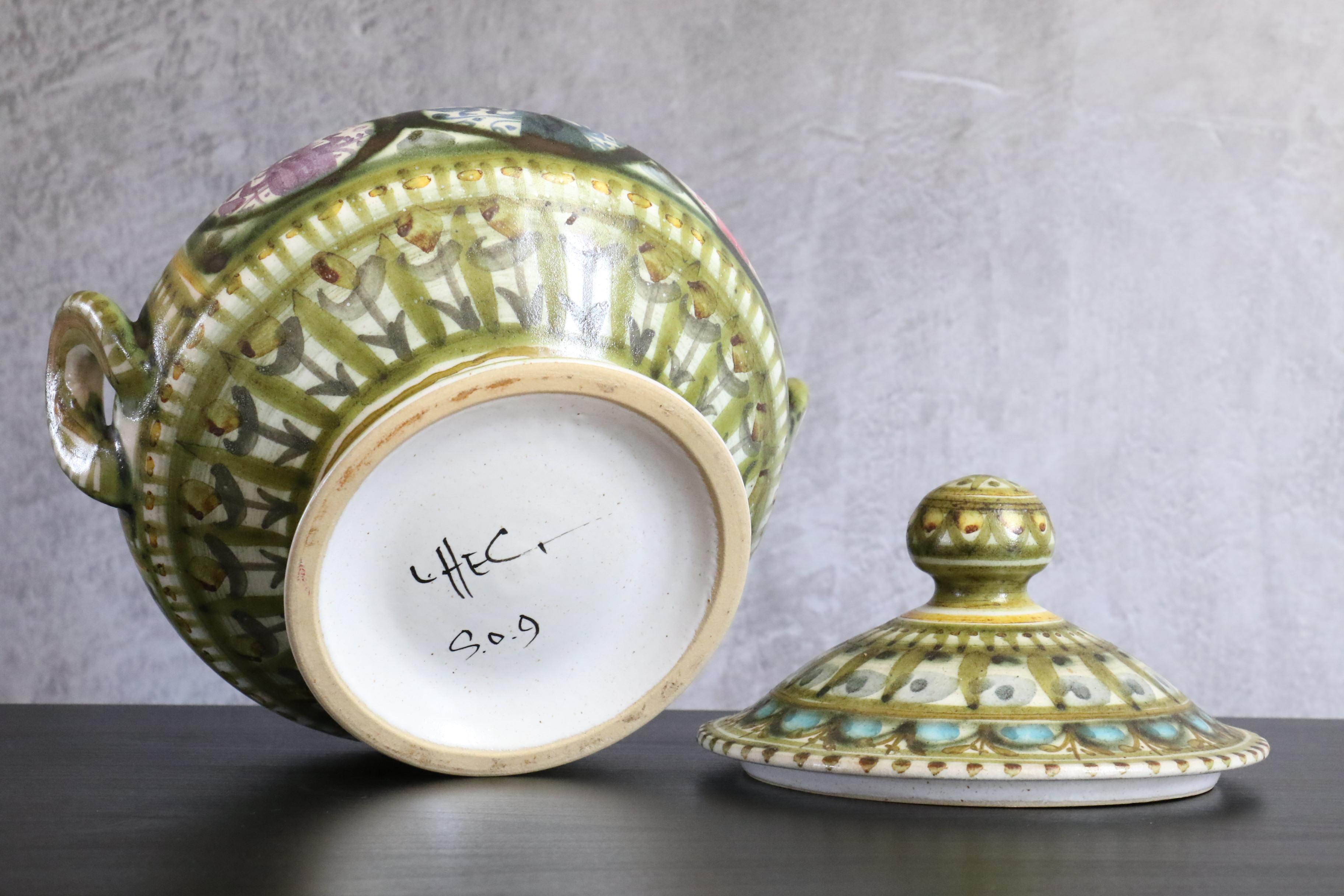Mid-Century French Ceramic Soup Tureen by André L'Helguen Keraluc Quimper, 1950s For Sale 8