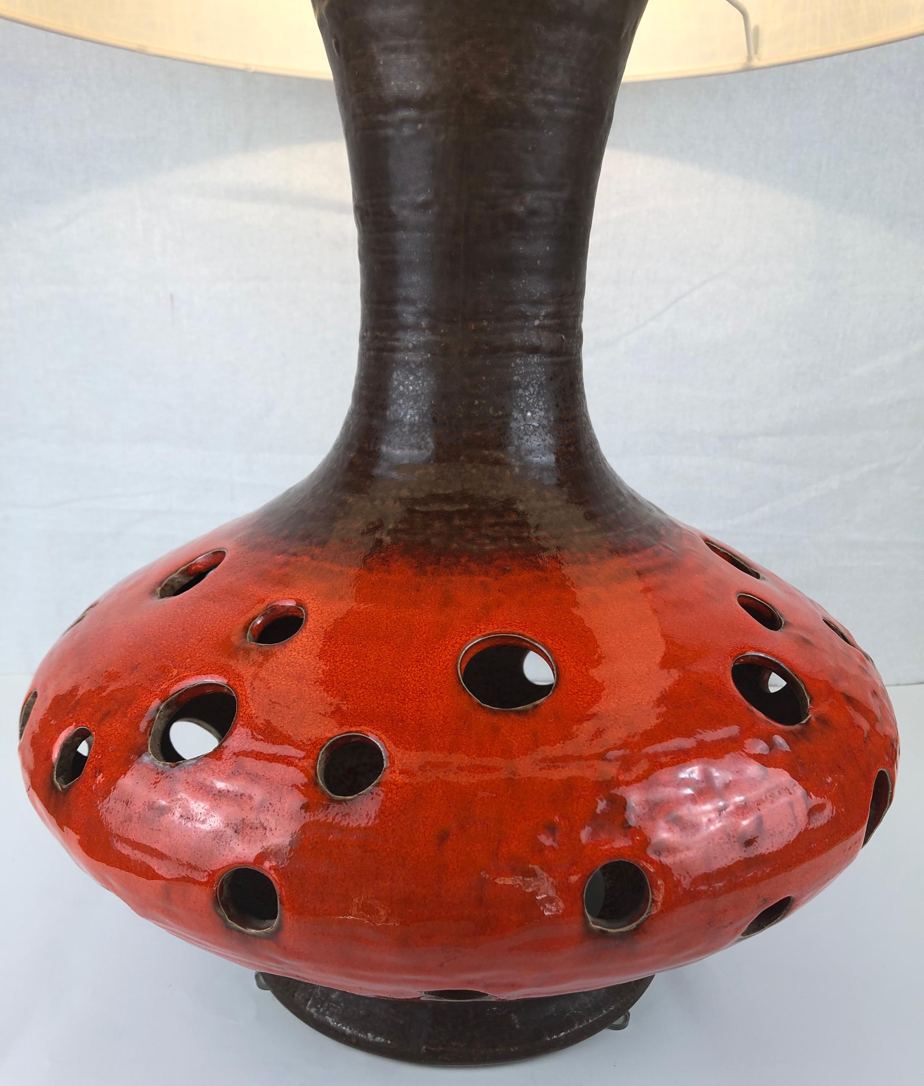 Late 20th Century Midcentury French Ceramic Table Lamp, Attributed to Georges Pelletier