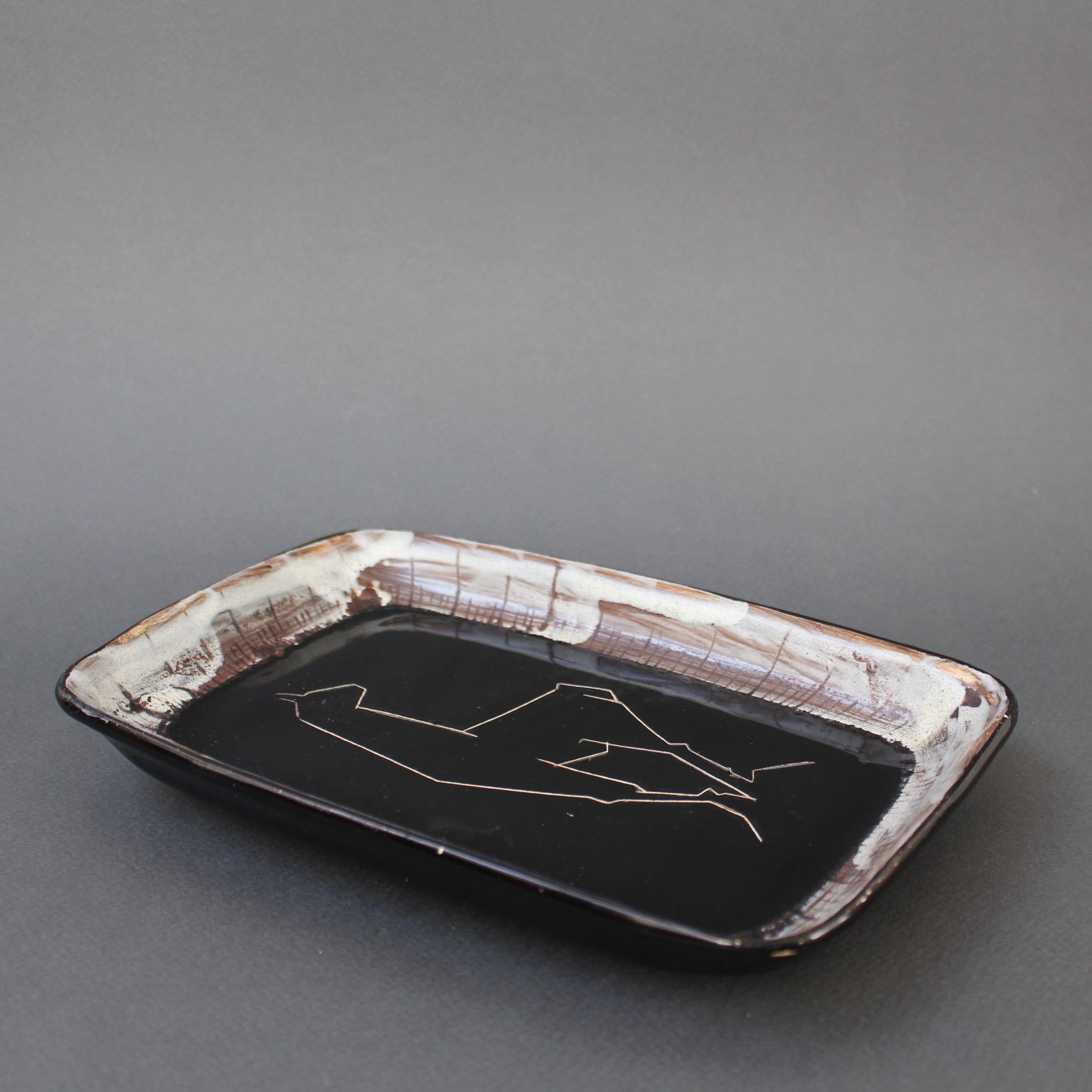 Mid-Century French Ceramic Tray by Claude Vayssier for Atelier Cerenne, c. 1950s 5